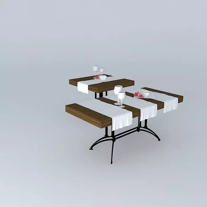Wooden table 3D model_0