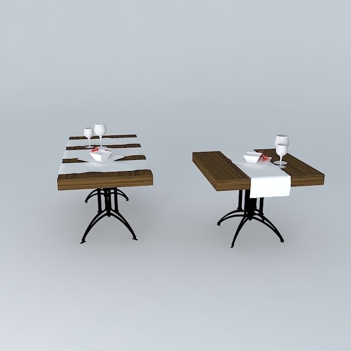 Wooden table 3D model_2