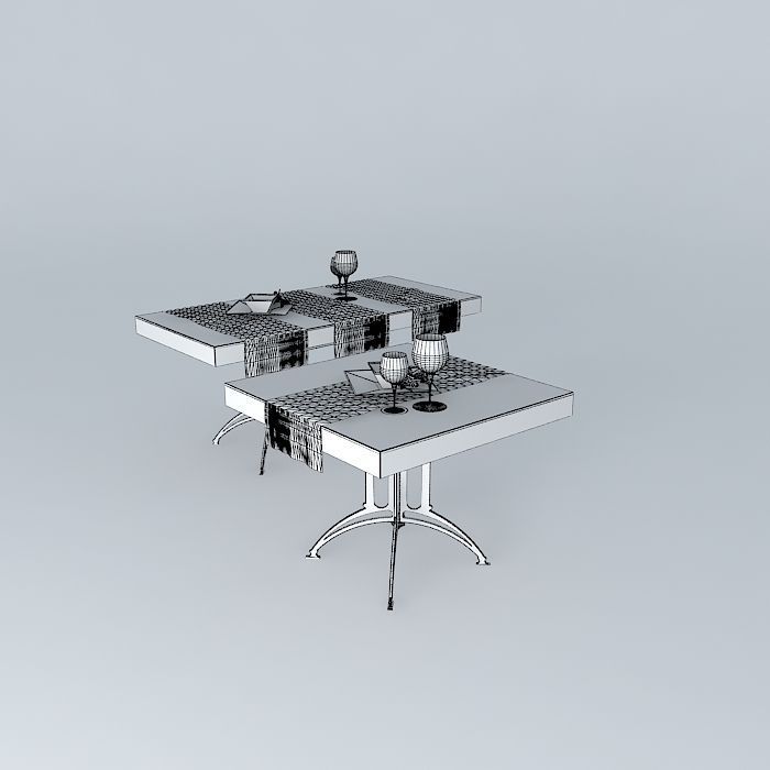 Wooden table 3D model_4