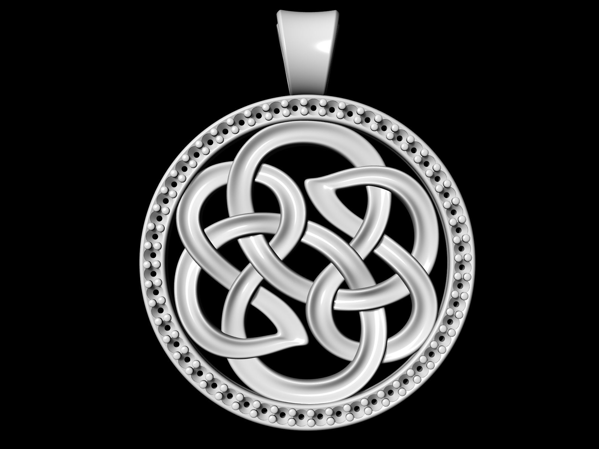 Celtic Knot pendant with gems 3D print model_2