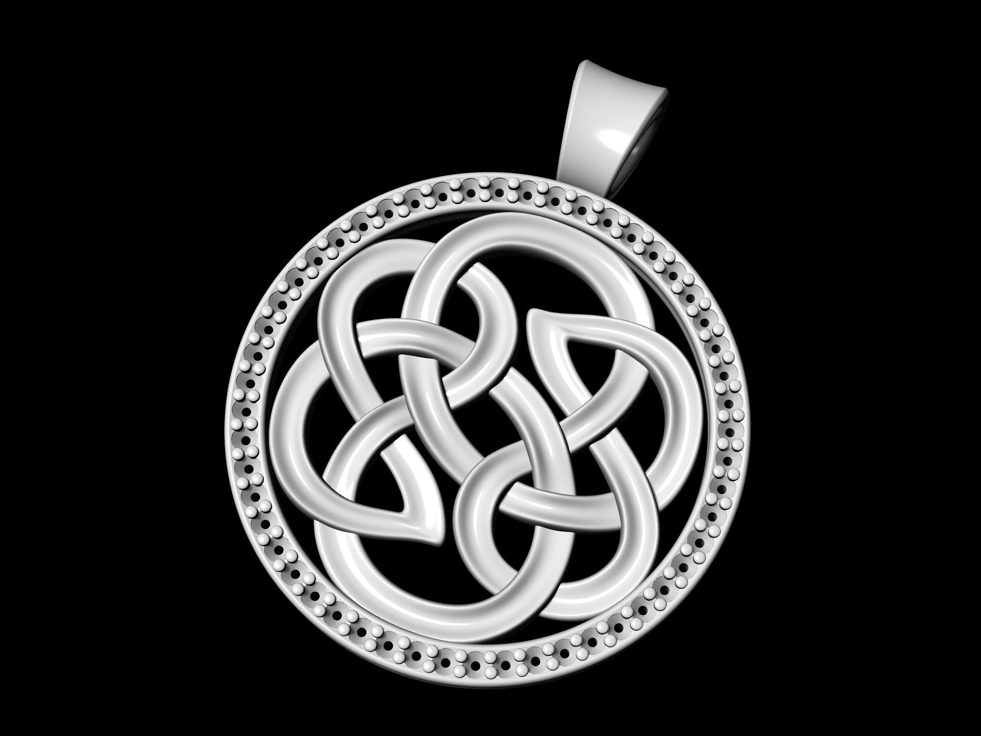 Celtic Knot pendant with gems 3D print model_4