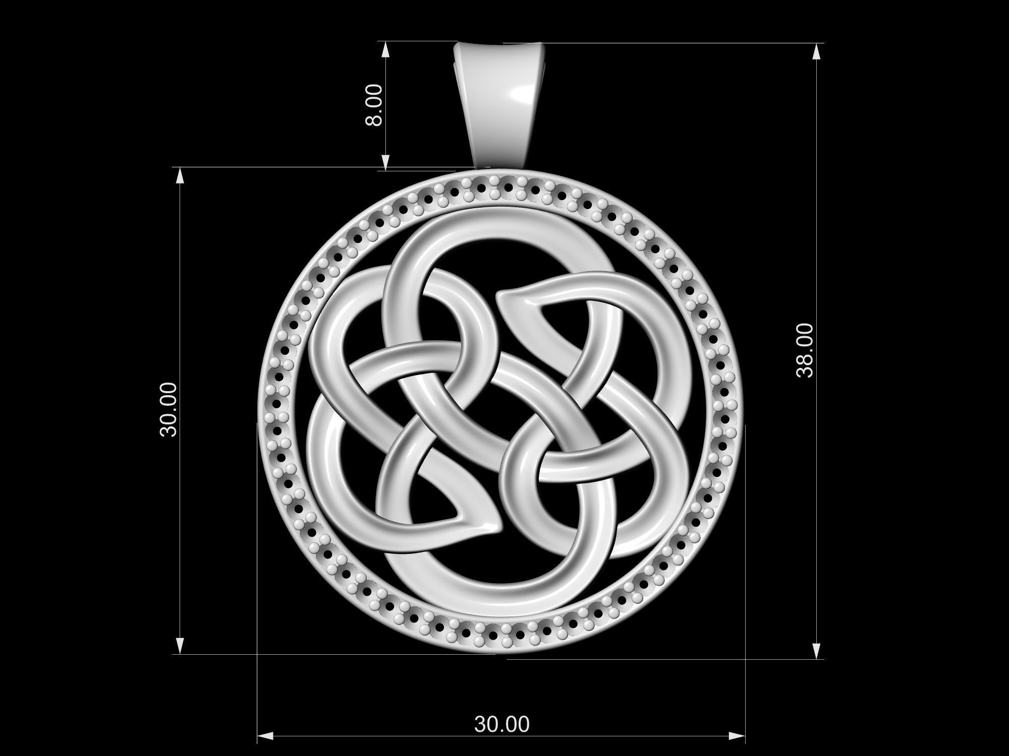 Celtic Knot pendant with gems 3D print model_7