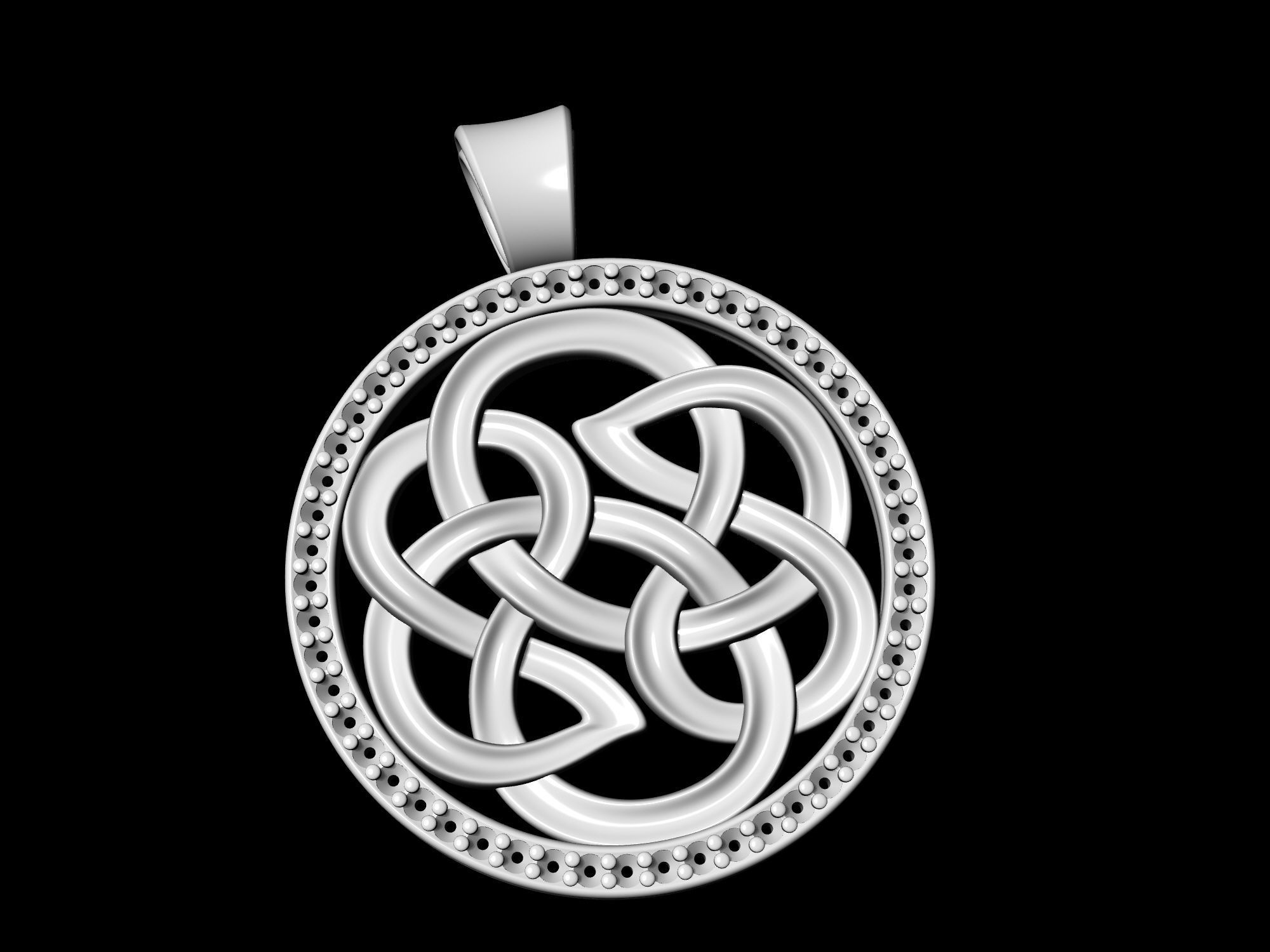 Celtic Knot pendant with gems 3D print model_3