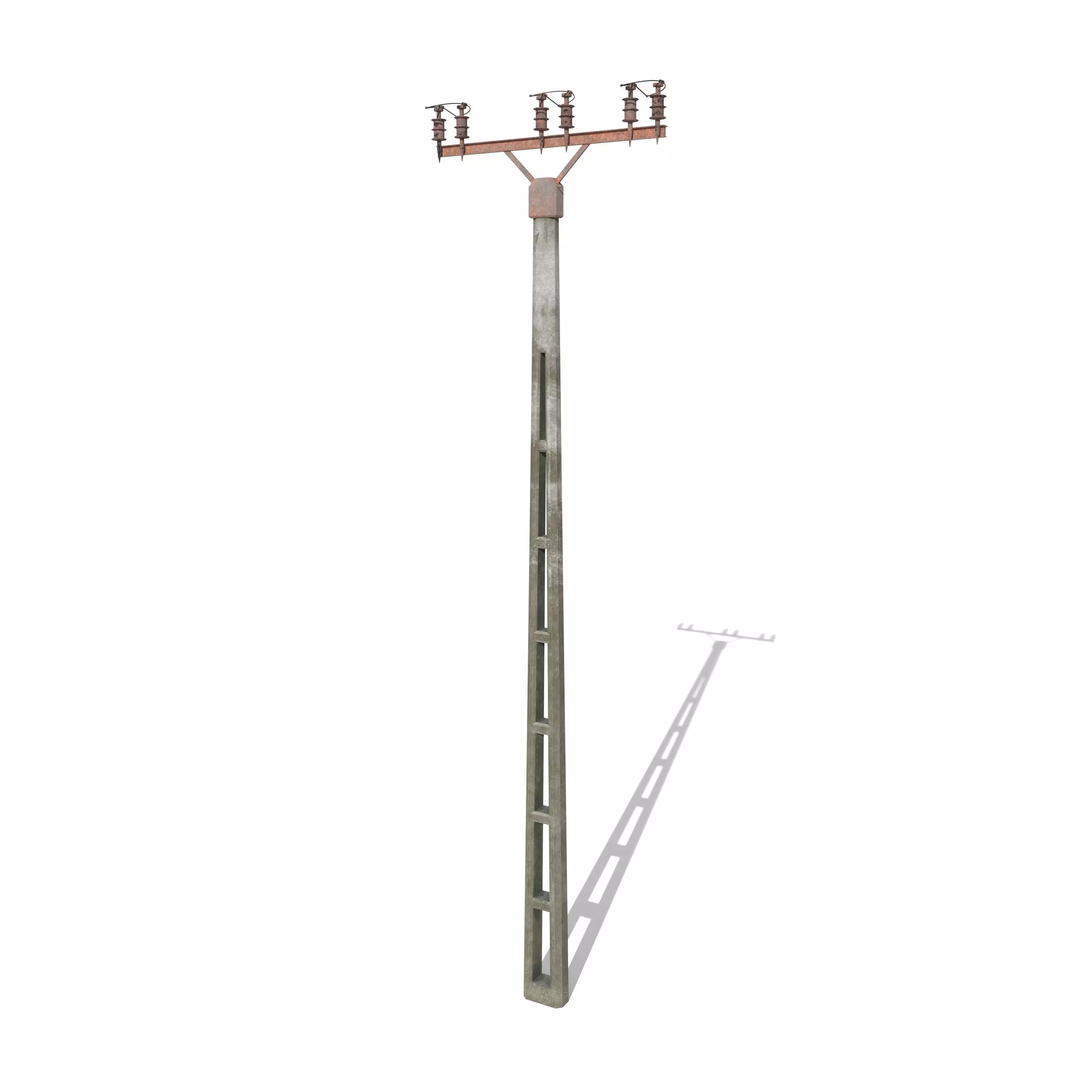 Electricity Pole 2 Weathered 3D model_0