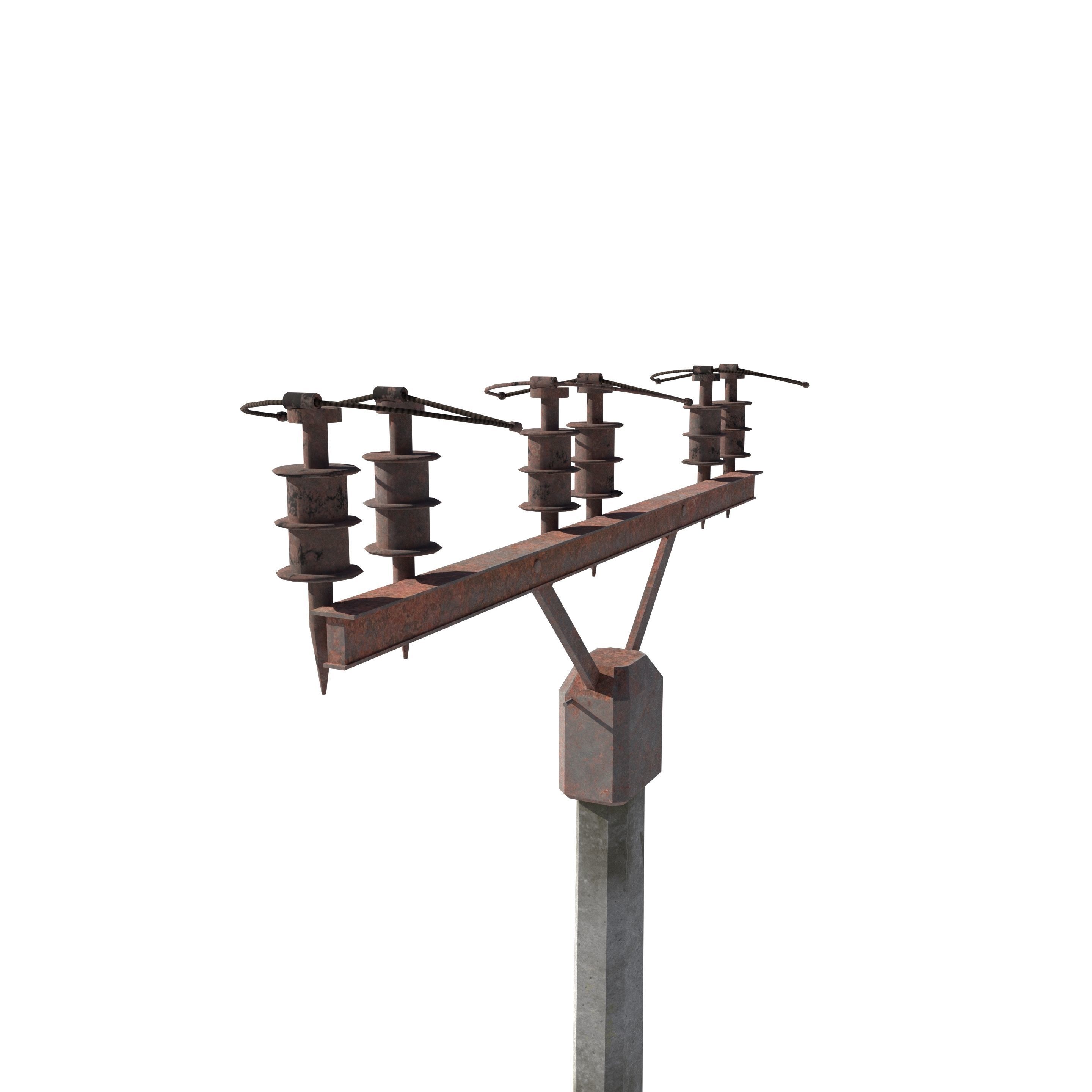 Electricity Pole 2 Weathered 3D model_3