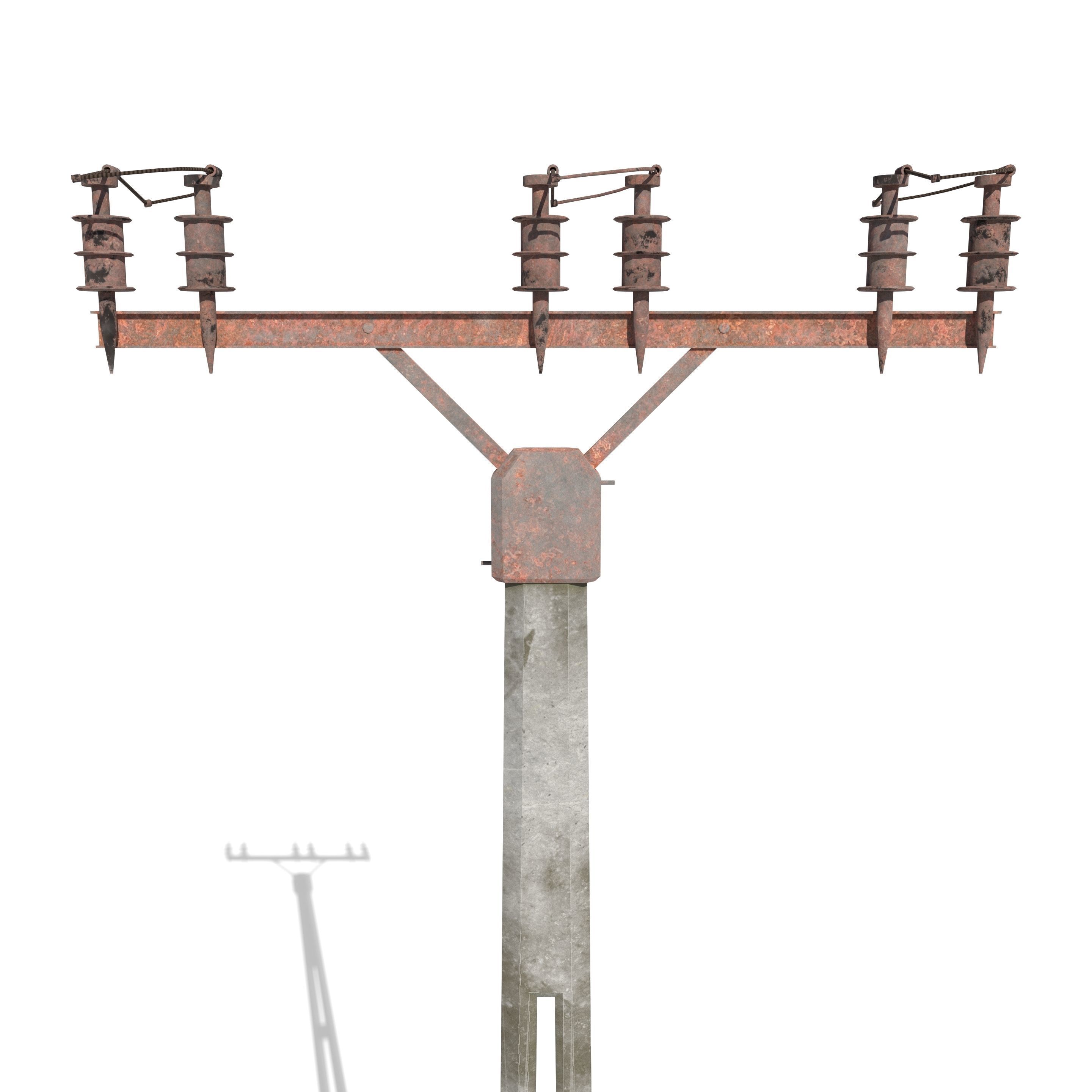 Electricity Pole 2 Weathered 3D model_5