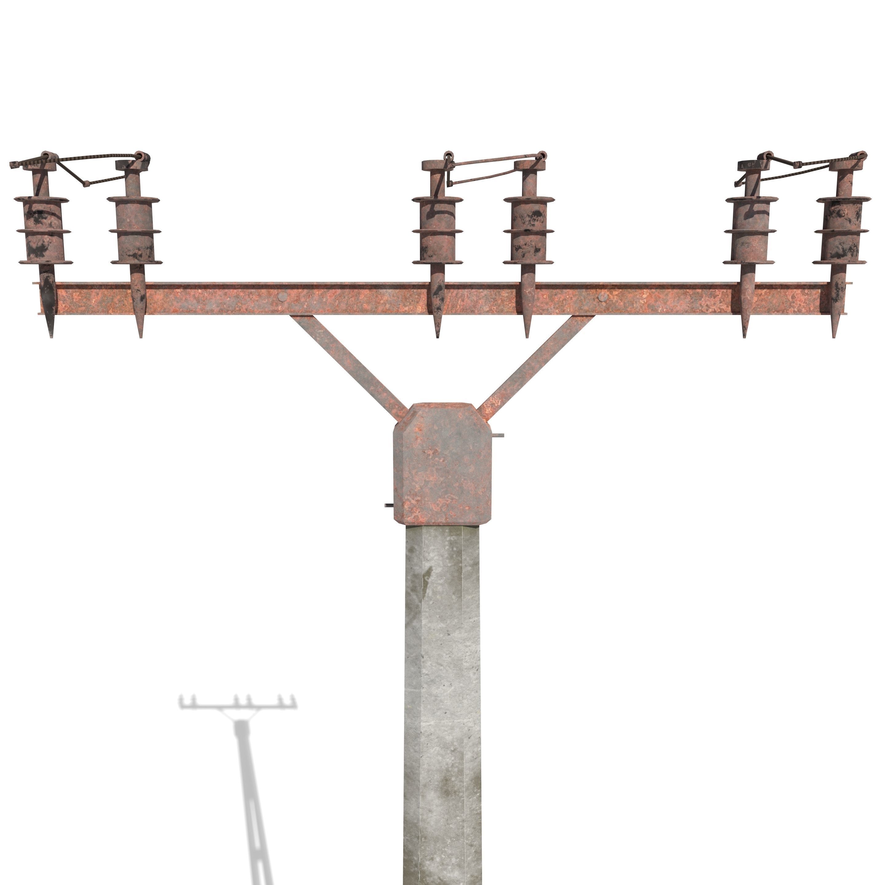 Electricity Pole 2 Weathered 3D model_4