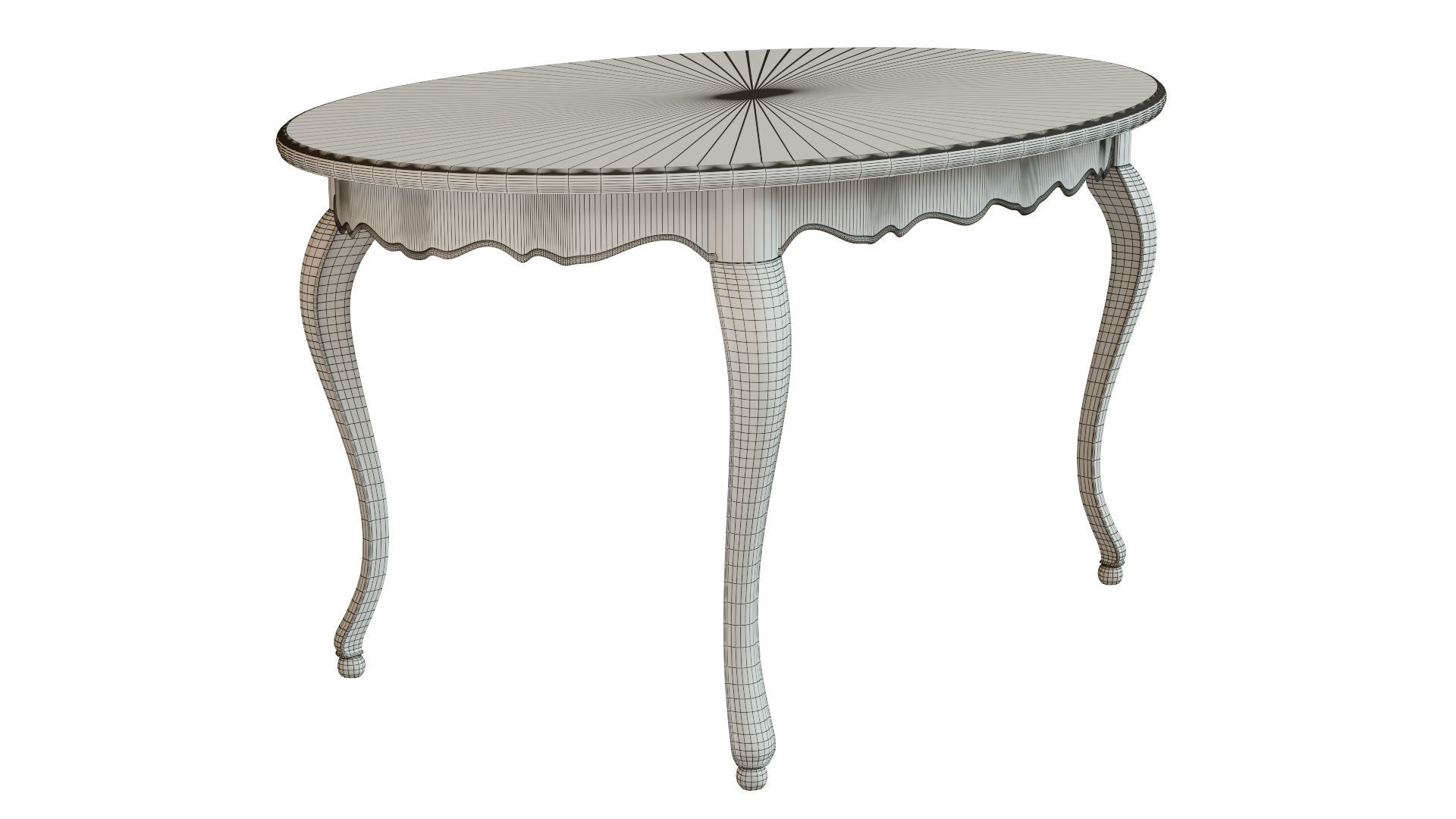 Classic table with inlaid veneer 1500 3D model_8