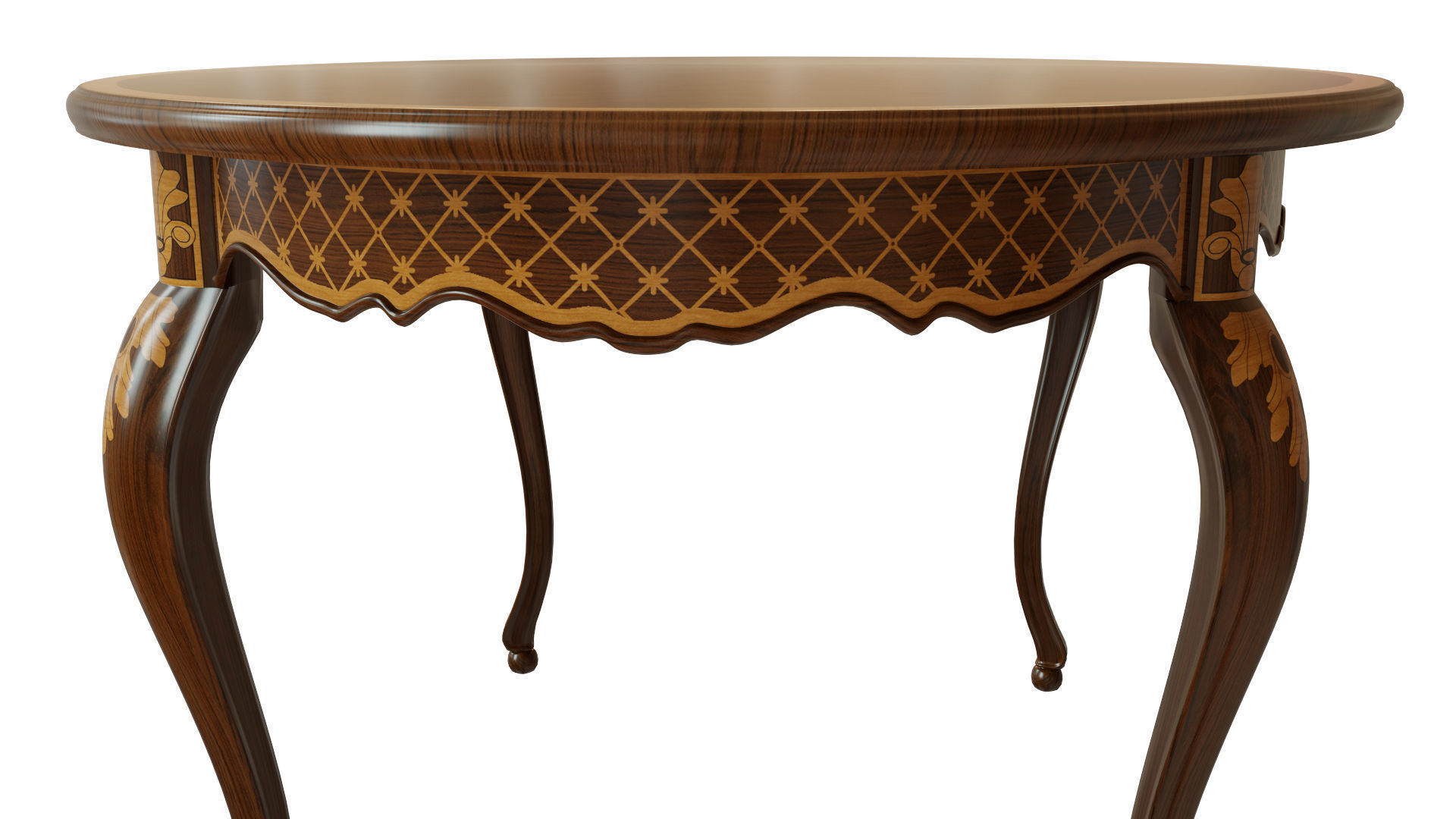 Classic table with inlaid veneer 1500 3D model_4
