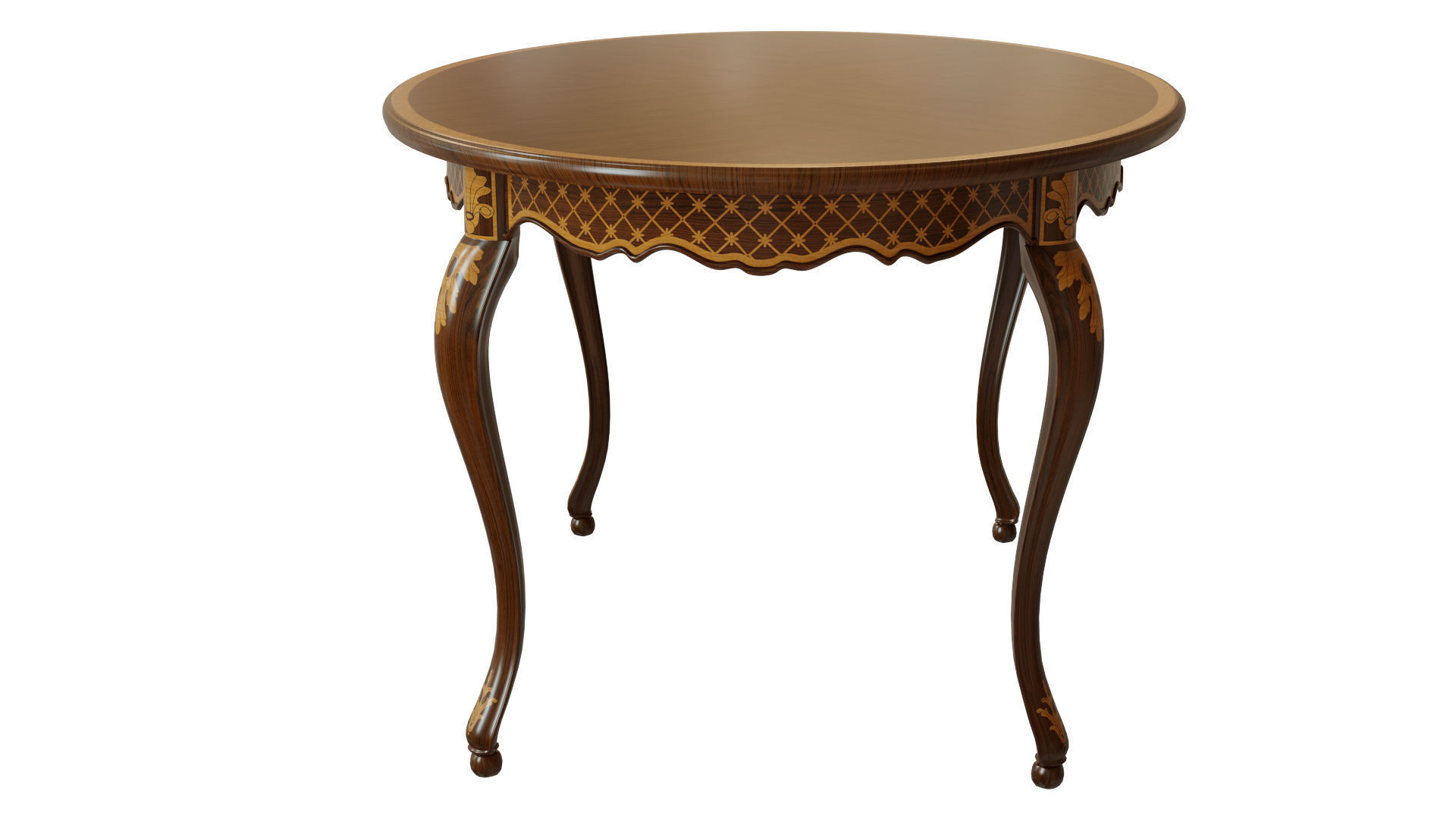 Classic table with inlaid veneer 1500 3D model_6