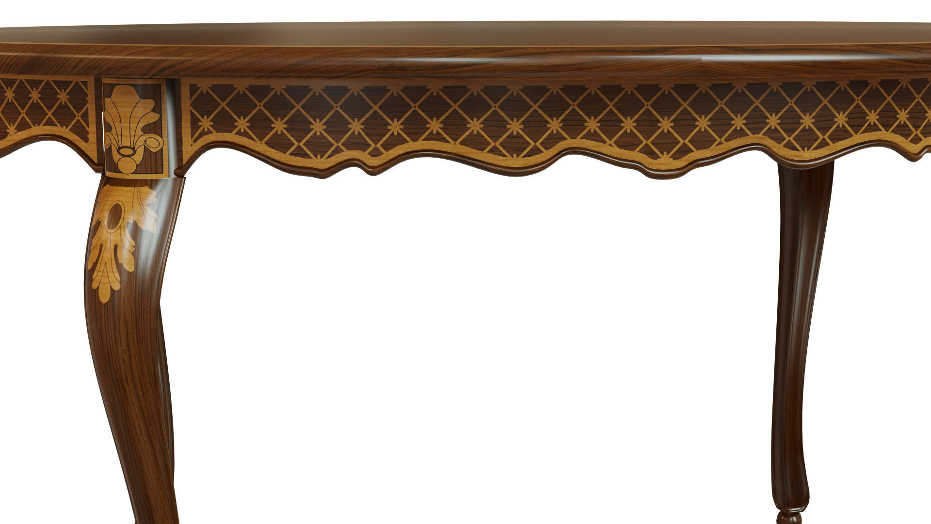 Classic table with inlaid veneer 1500 3D model_3