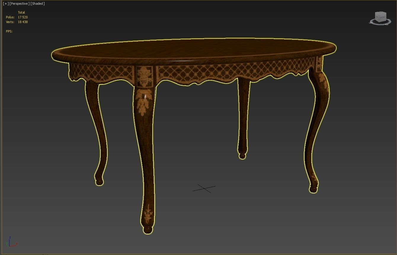 Classic table with inlaid veneer 1500 3D model_17
