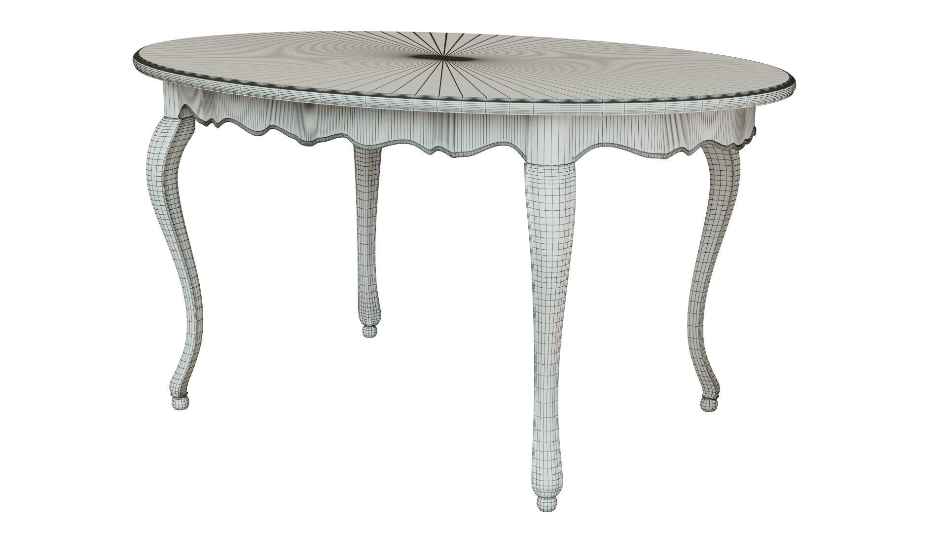 Classic table with inlaid veneer 1500 3D model_9