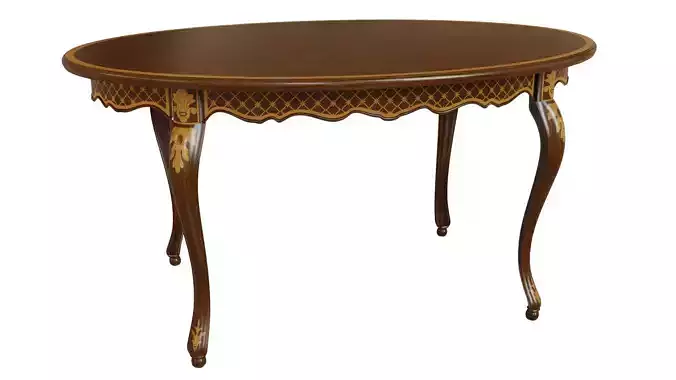 Classic table with inlaid veneer 1500 3D model Classic table with inlaid veneer 1500 3D model