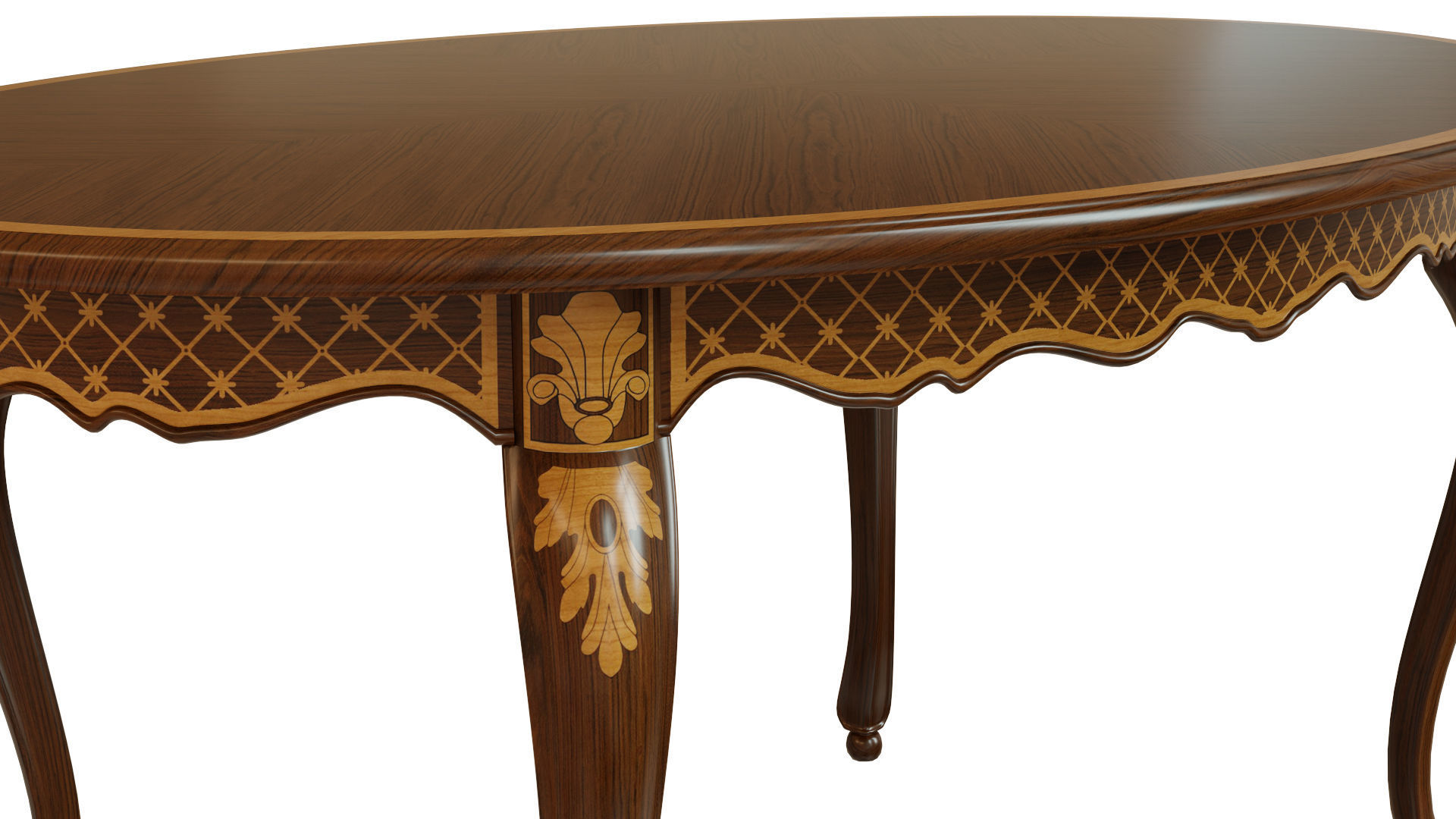 Classic table with inlaid veneer 1500 3D model_1