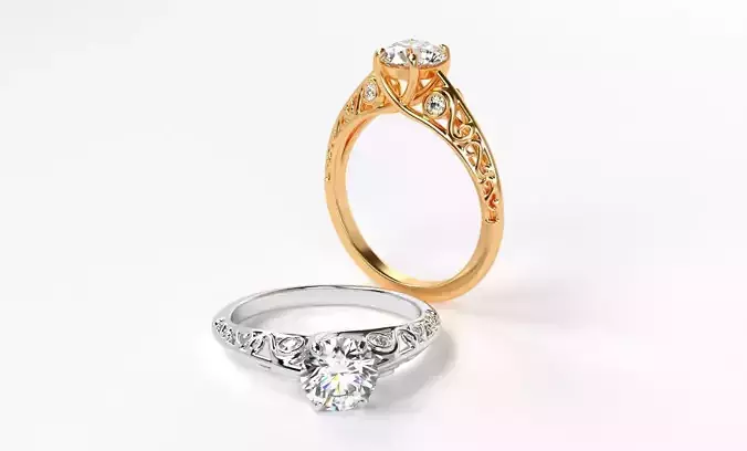 classic gold engagement ring with 1ct diamond