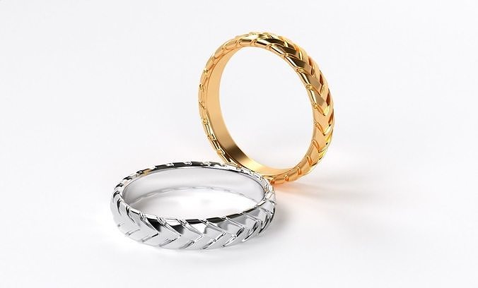 wicker wedding gold ring 3D print model