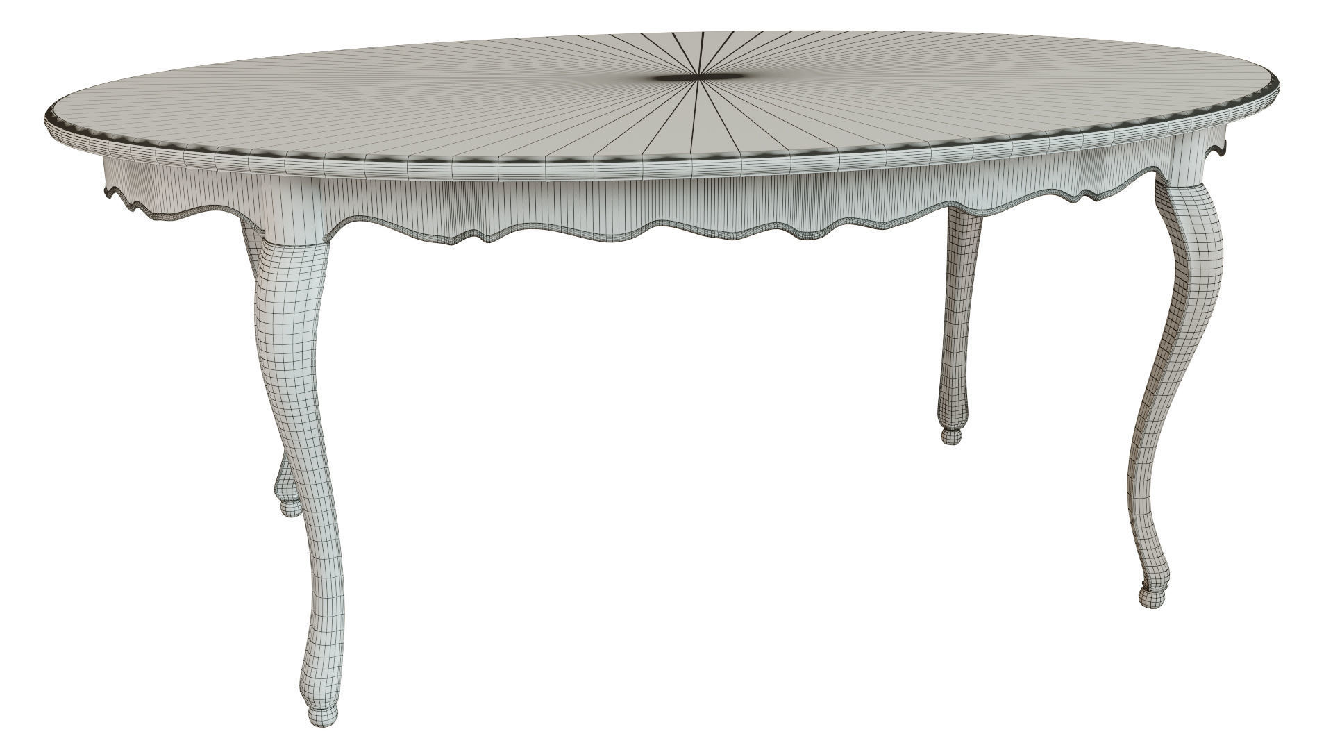 Classic table with inlaid veneer 1800 3D model_9