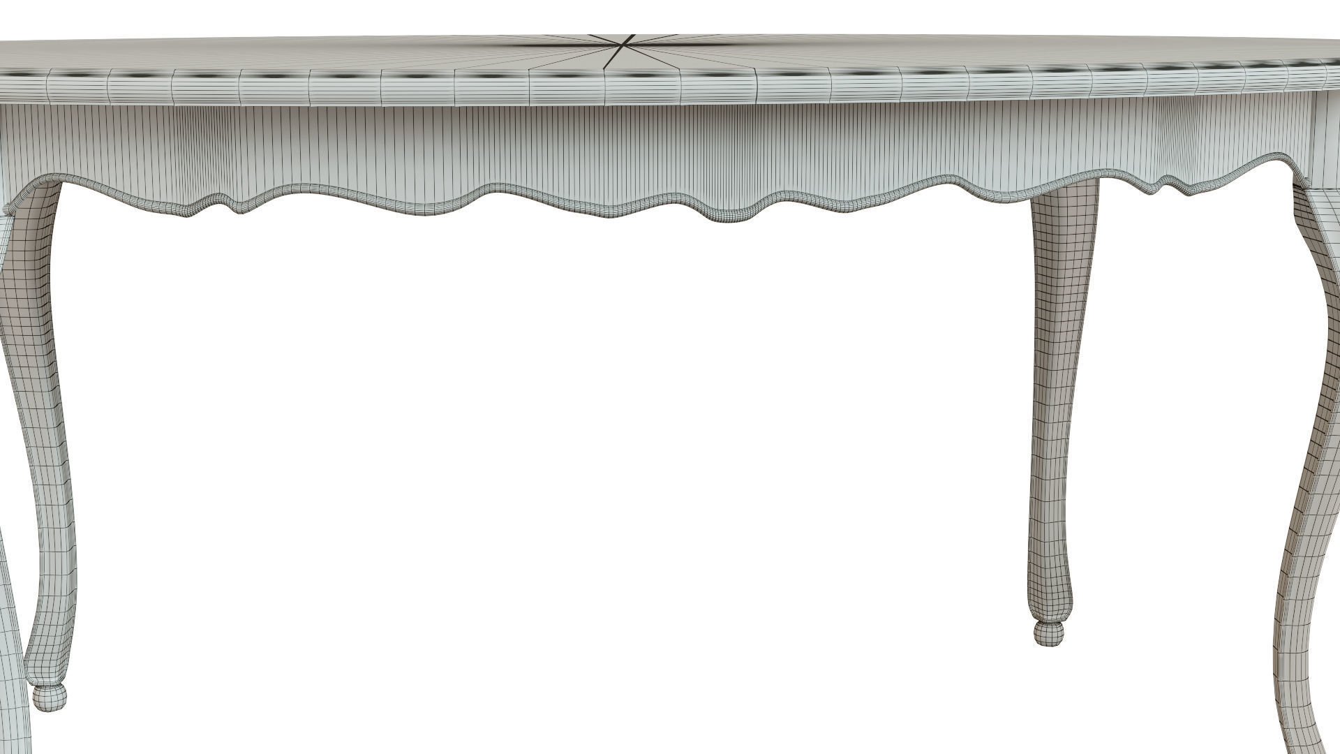 Classic table with inlaid veneer 1800 3D model_16