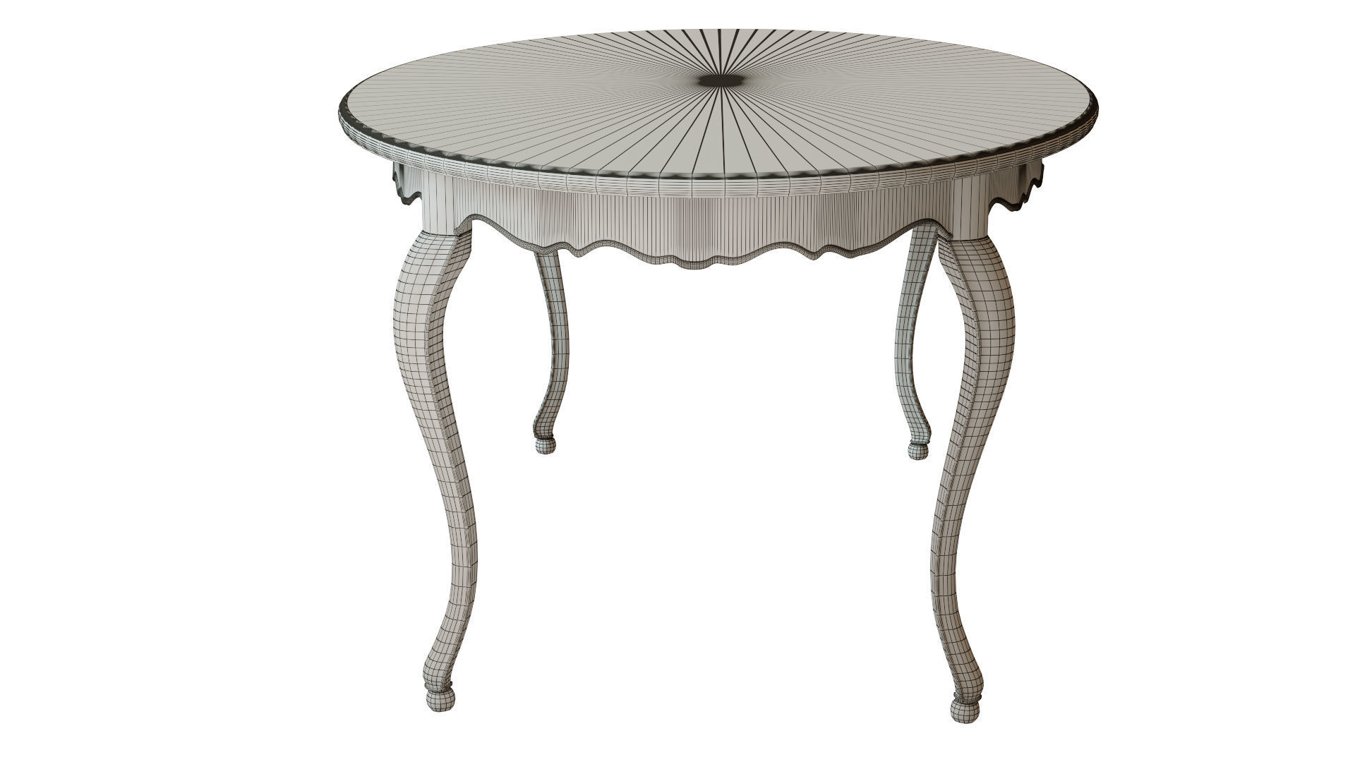 Classic table with inlaid veneer 1800 3D model_15