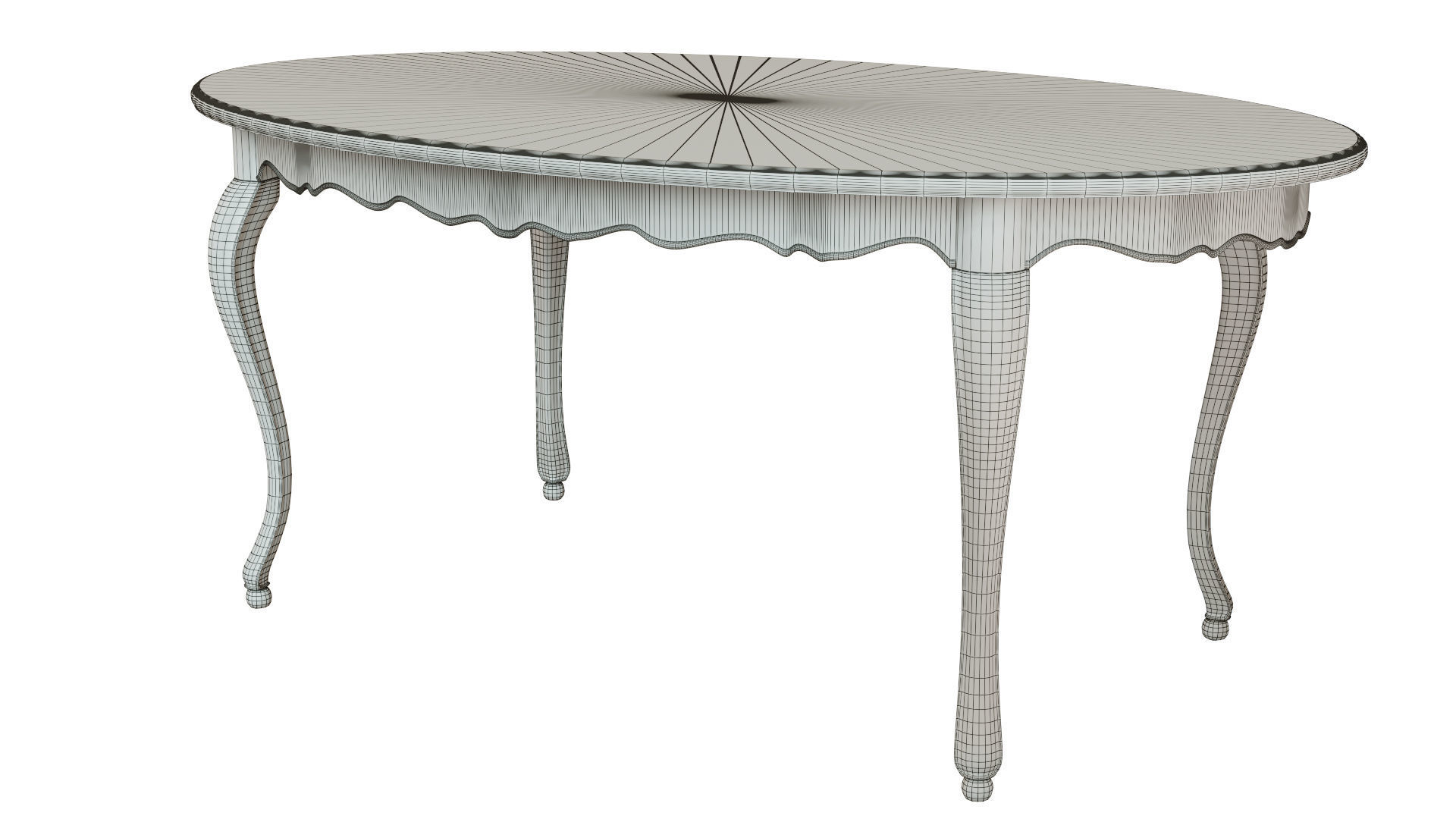 Classic table with inlaid veneer 1800 3D model_11