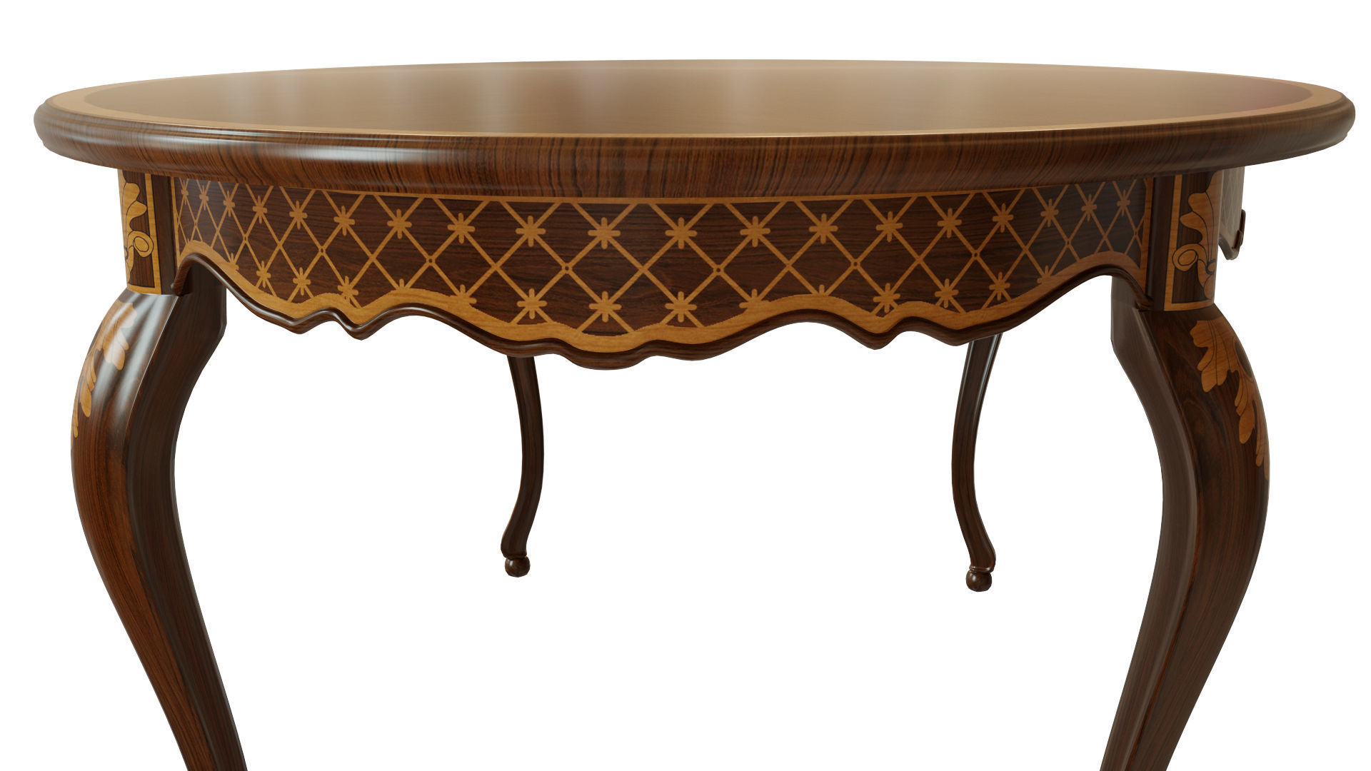 Classic table with inlaid veneer 1800 3D model_2