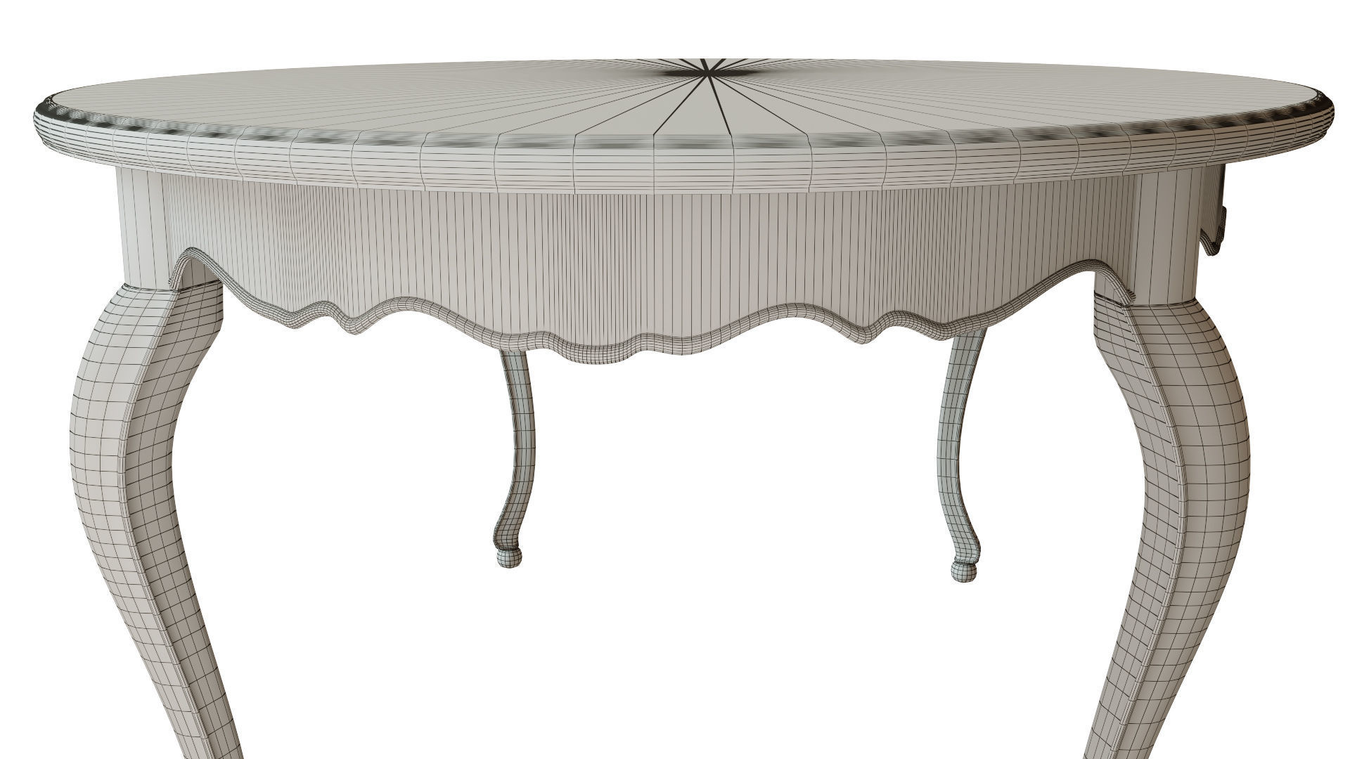 Classic table with inlaid veneer 1800 3D model_17