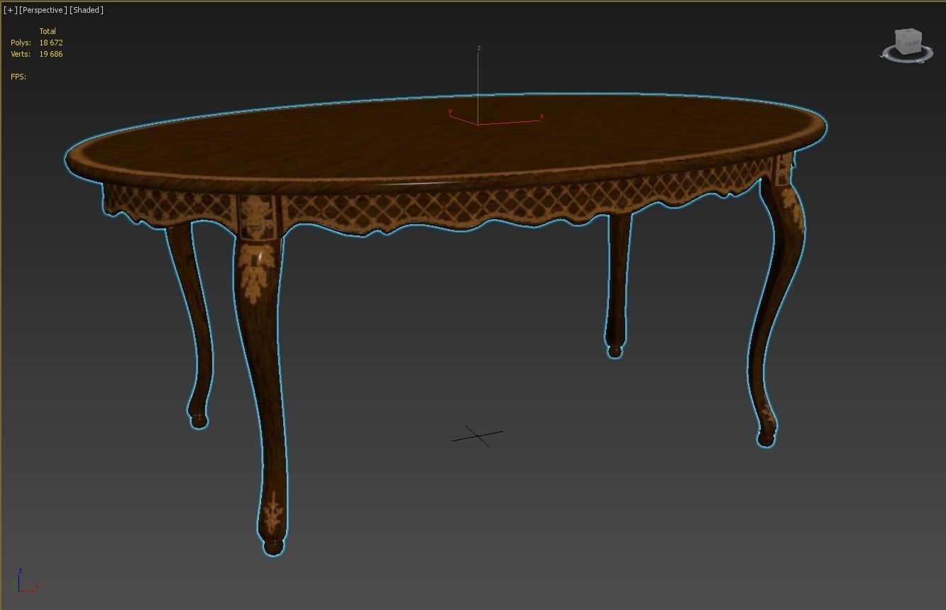 Classic table with inlaid veneer 1800 3D model_18