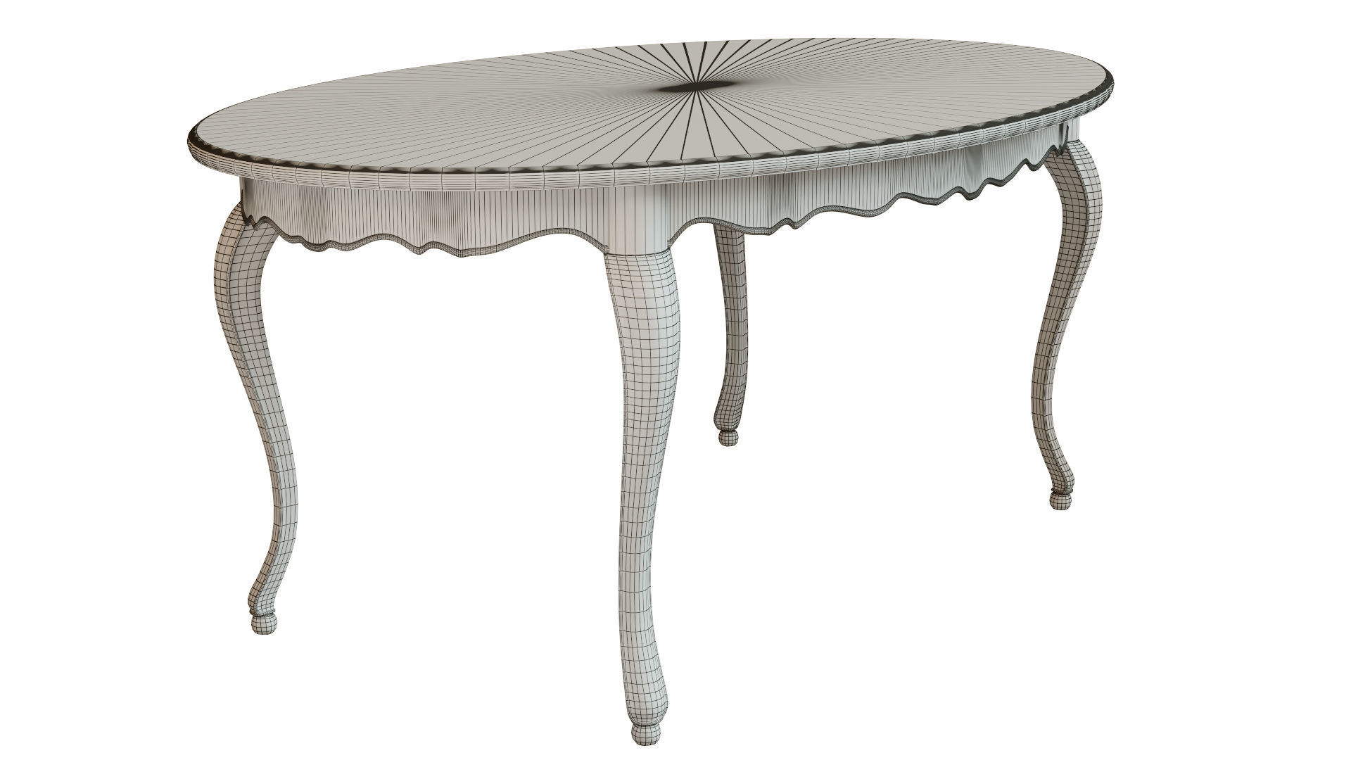 Classic table with inlaid veneer 1800 3D model_10