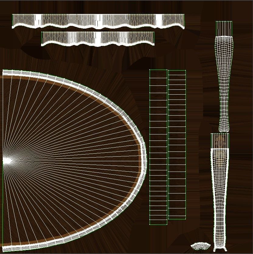 Classic table with inlaid veneer 1800 3D model_19