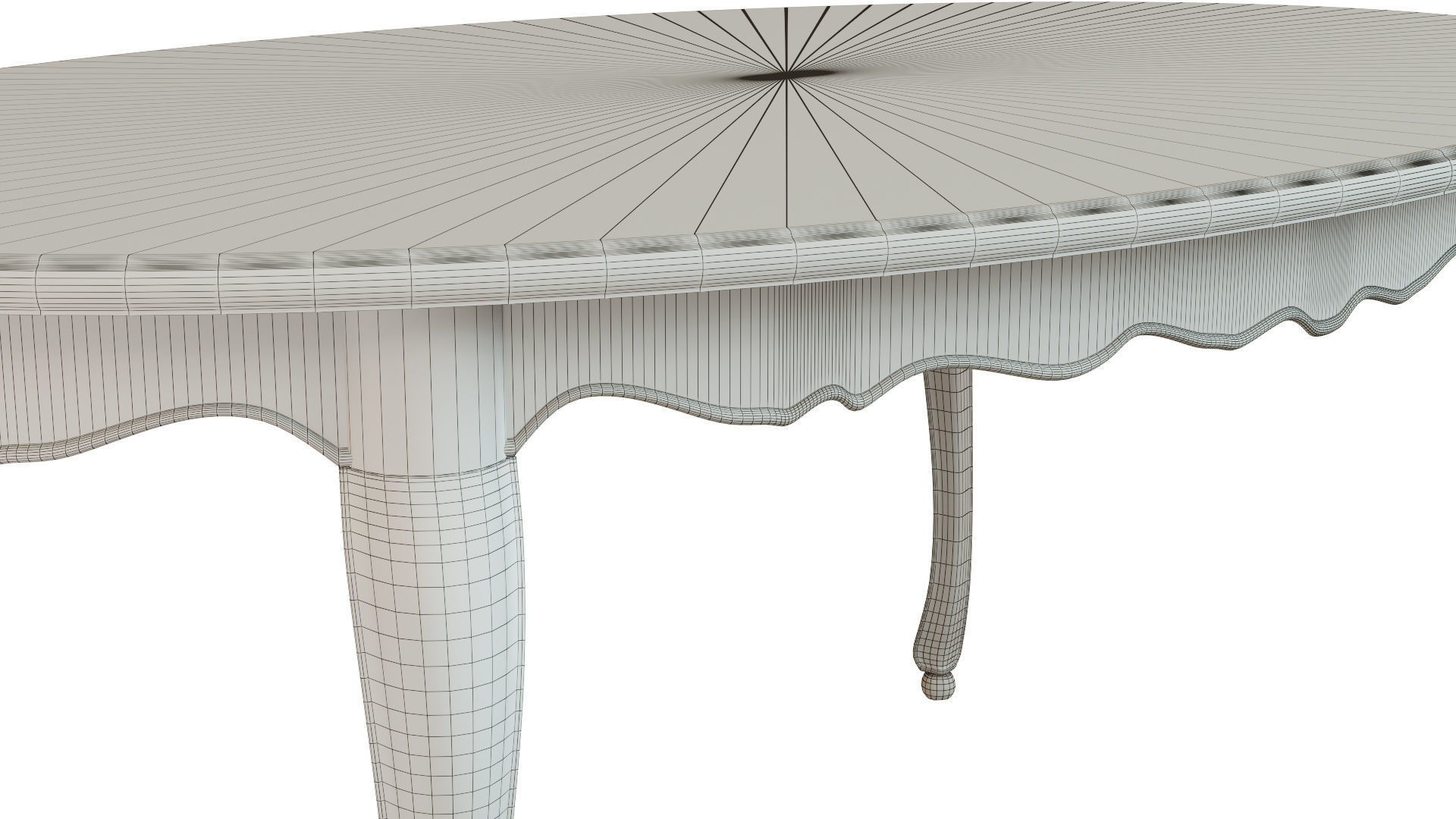 Classic table with inlaid veneer 1800 3D model_13