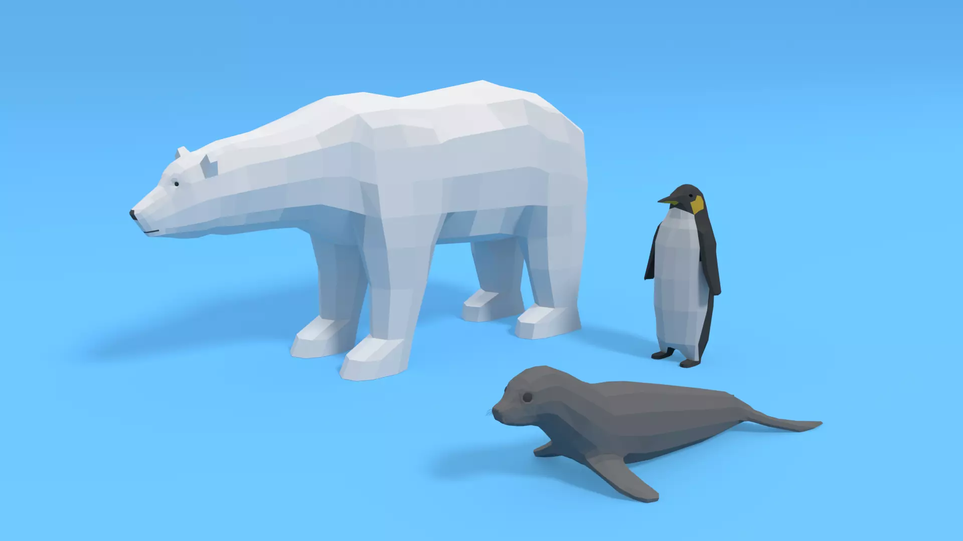 Low Poly Polar Animals Pack 3D Model Collection_0