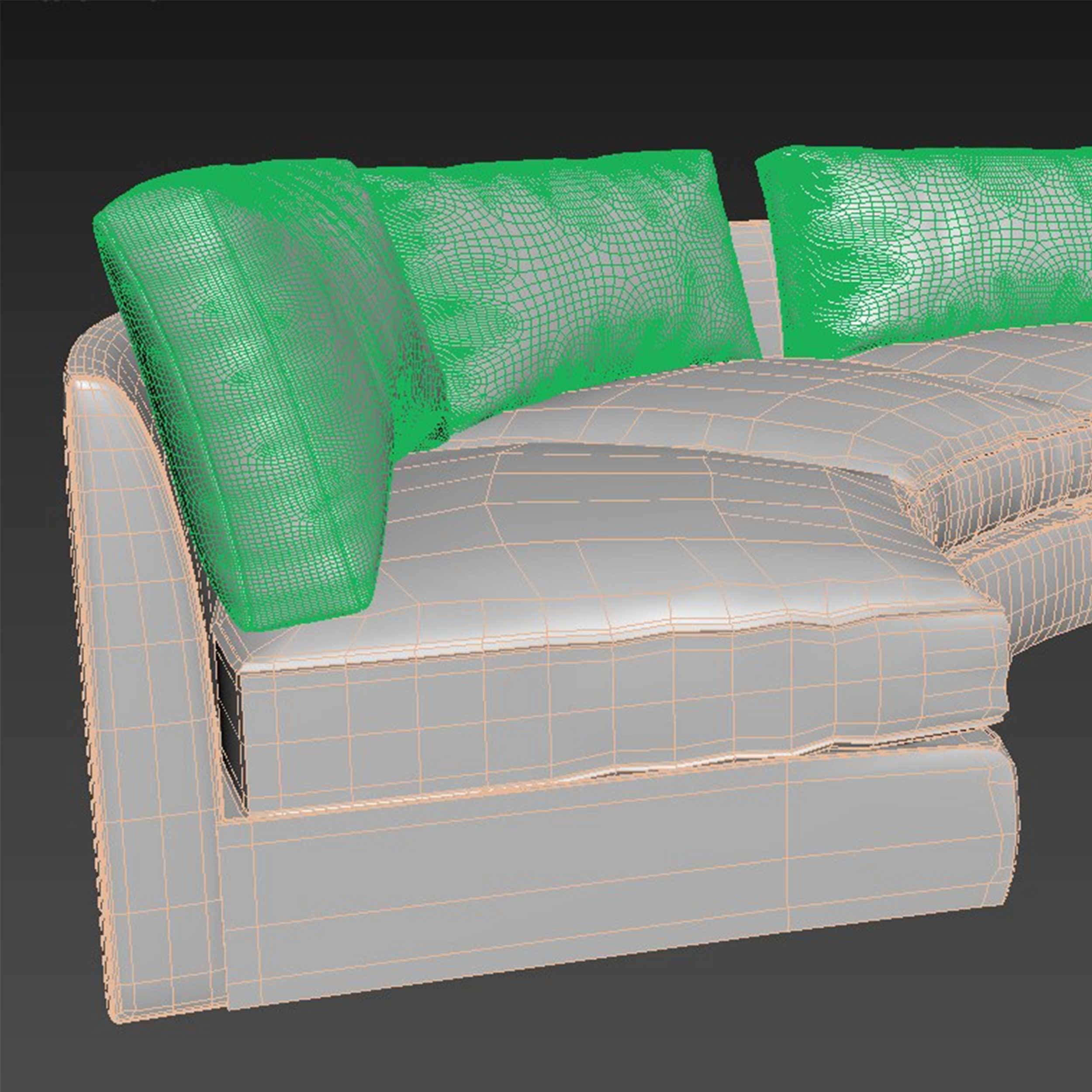 Red Circular party sofa 3D model_4