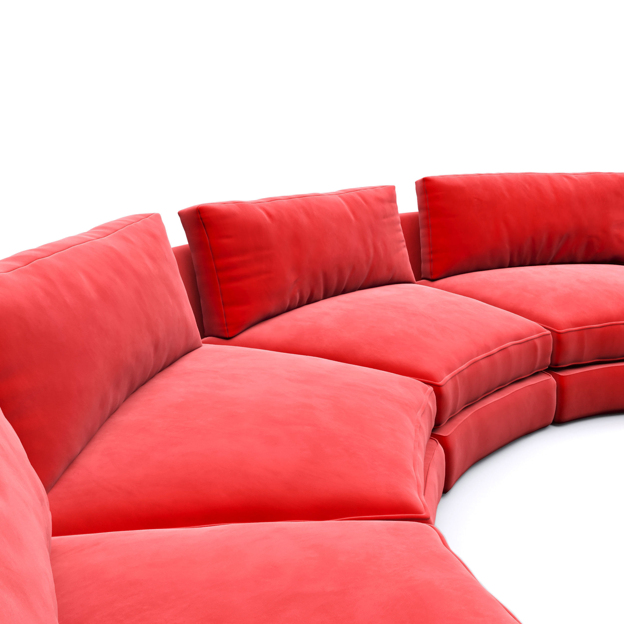 Red Circular party sofa 3D model_3