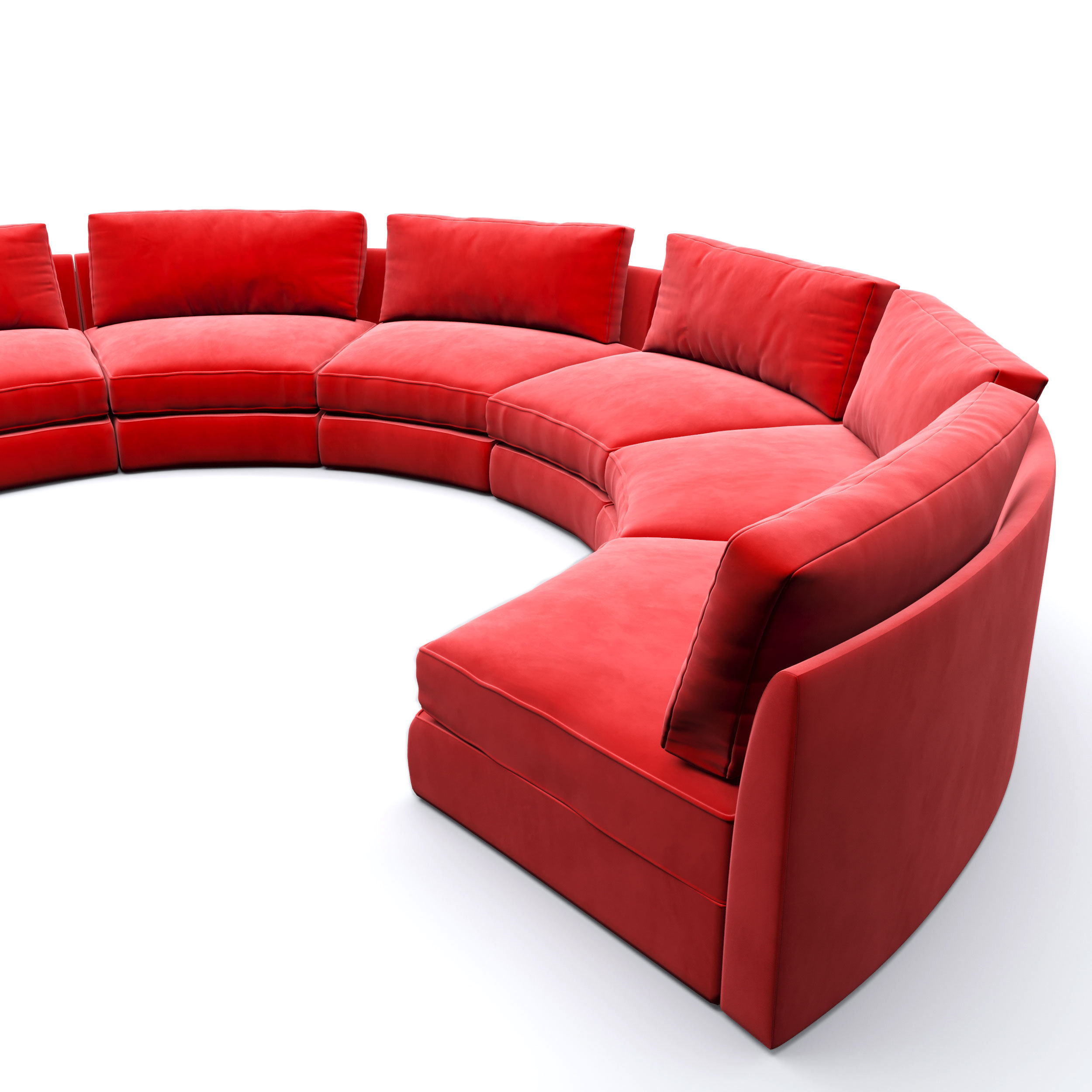 Red Circular party sofa 3D model_2