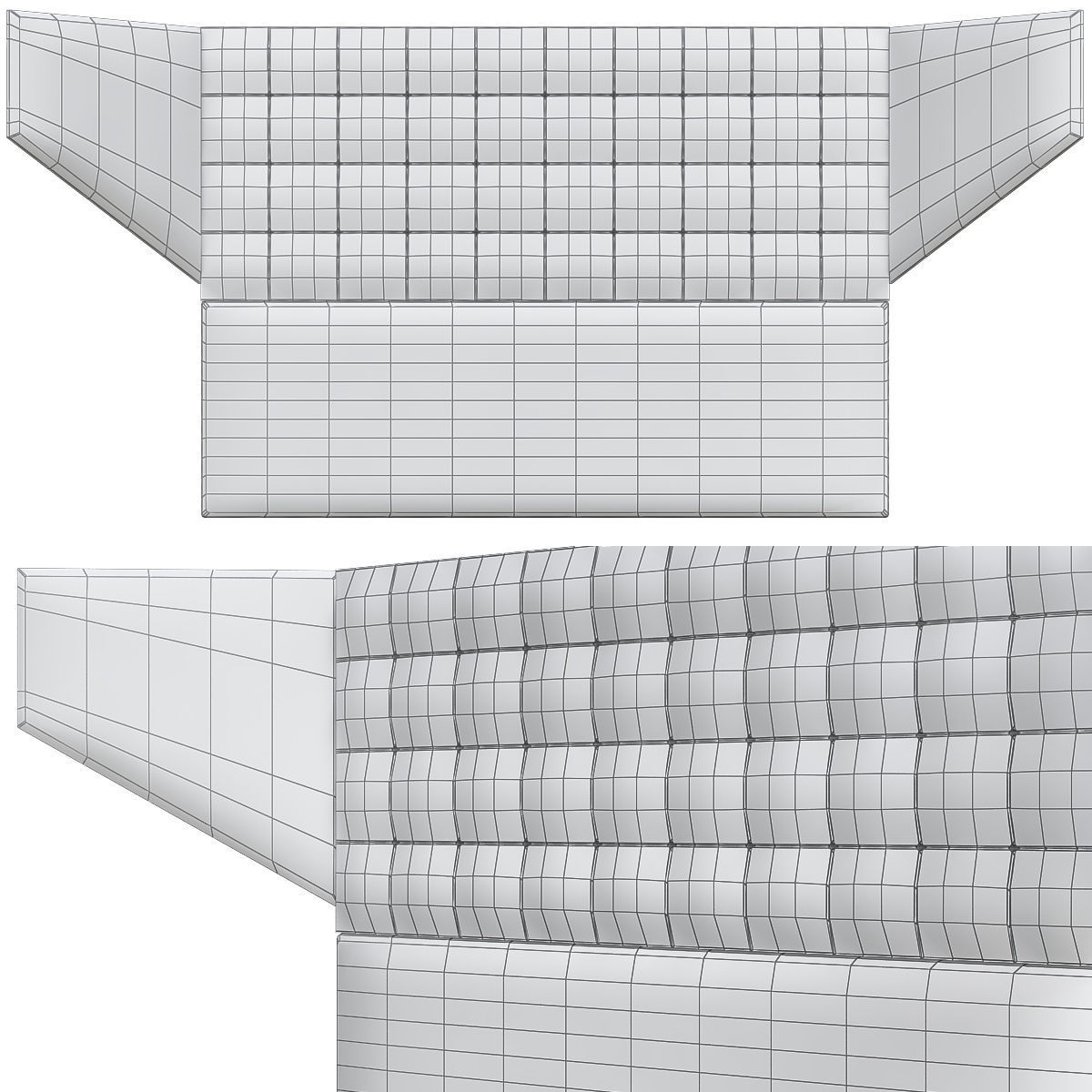 Headboard 3d model leather Low-poly 3D model_1