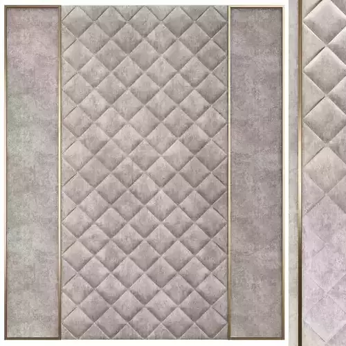 Headboard 3d model quilted wall panels gold
