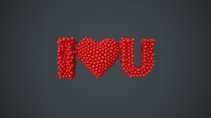 text - I love you - formed out of spheres 3D model