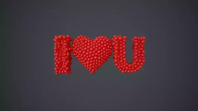 text - I love you - formed out of spheres 3D model
