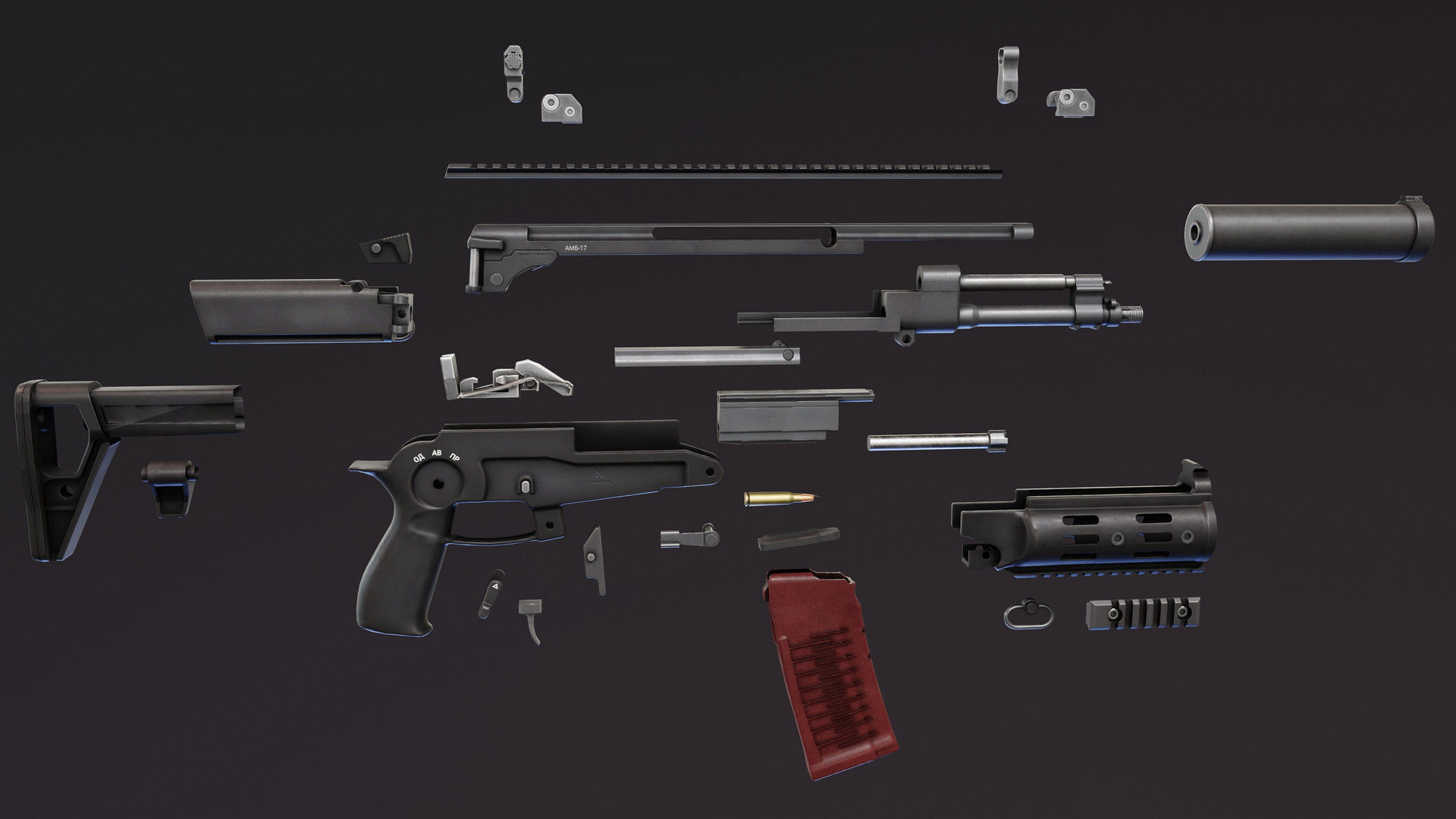 AMB-17 Suppressed Low-poly 3D model_7