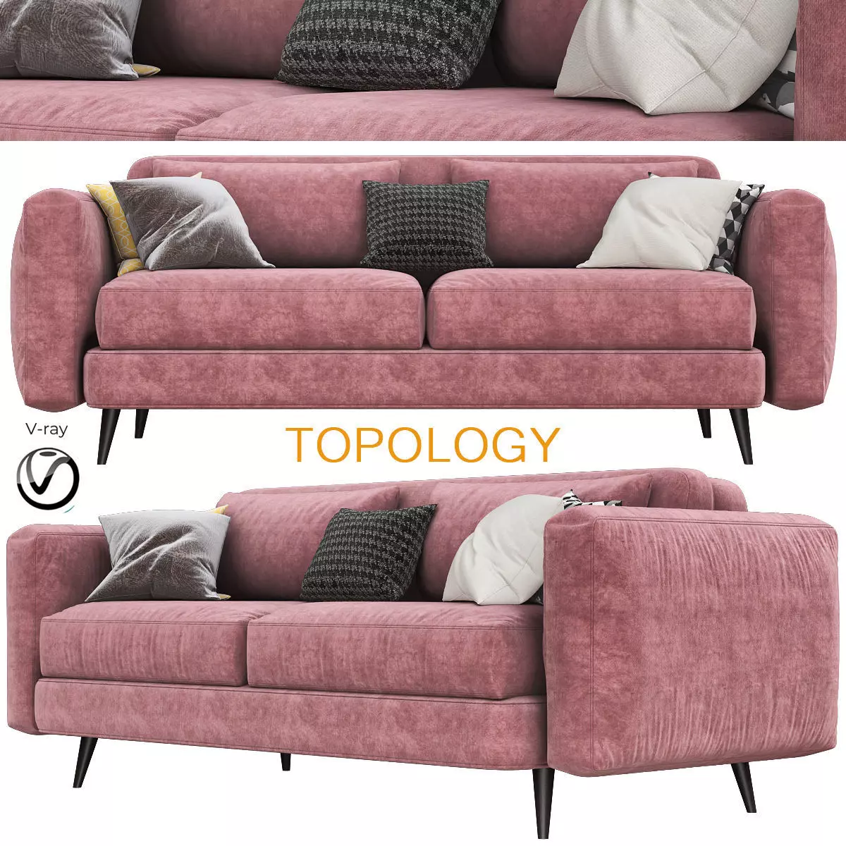 Sofa Modern Styles small Living room 3d model Low-poly 3D model_0