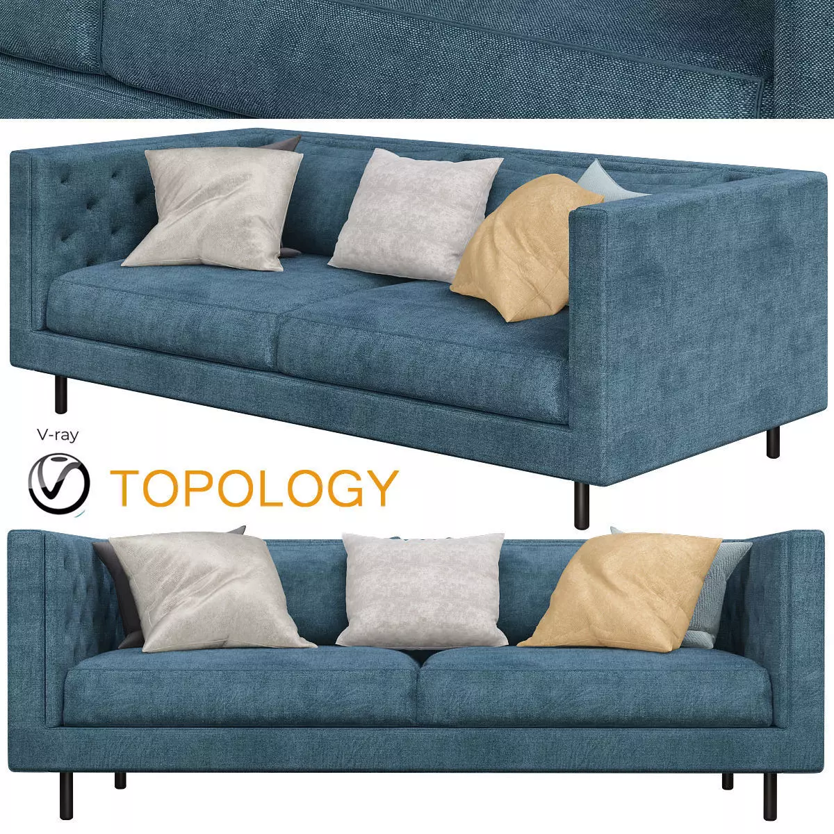 Sofa Modern Styles small Living room 3d model Low-poly 3D model_0