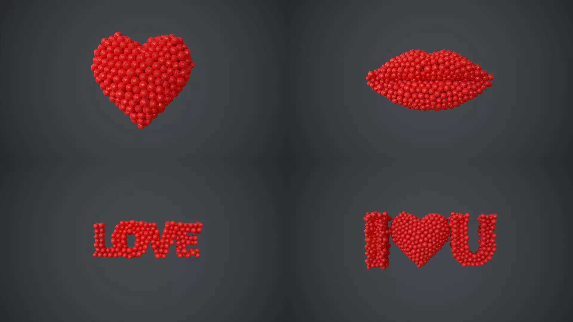heart - lips - love - I love you - animations 3D Model Collection_0