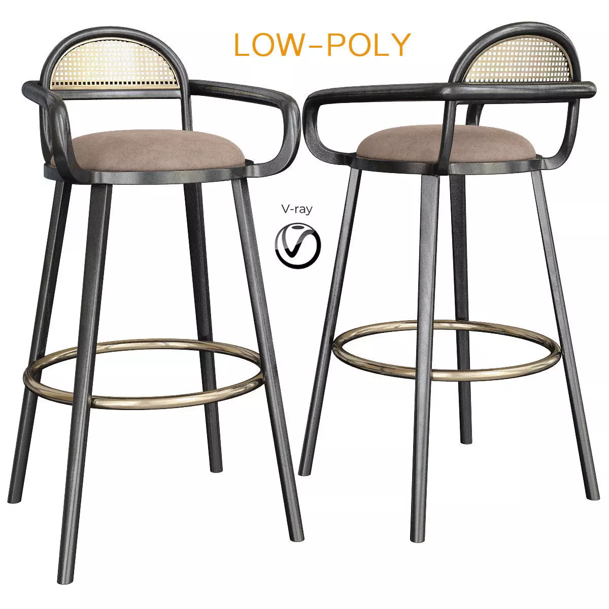 Barchair LUC Bar Chair 3d model Low-poly 3D model_0