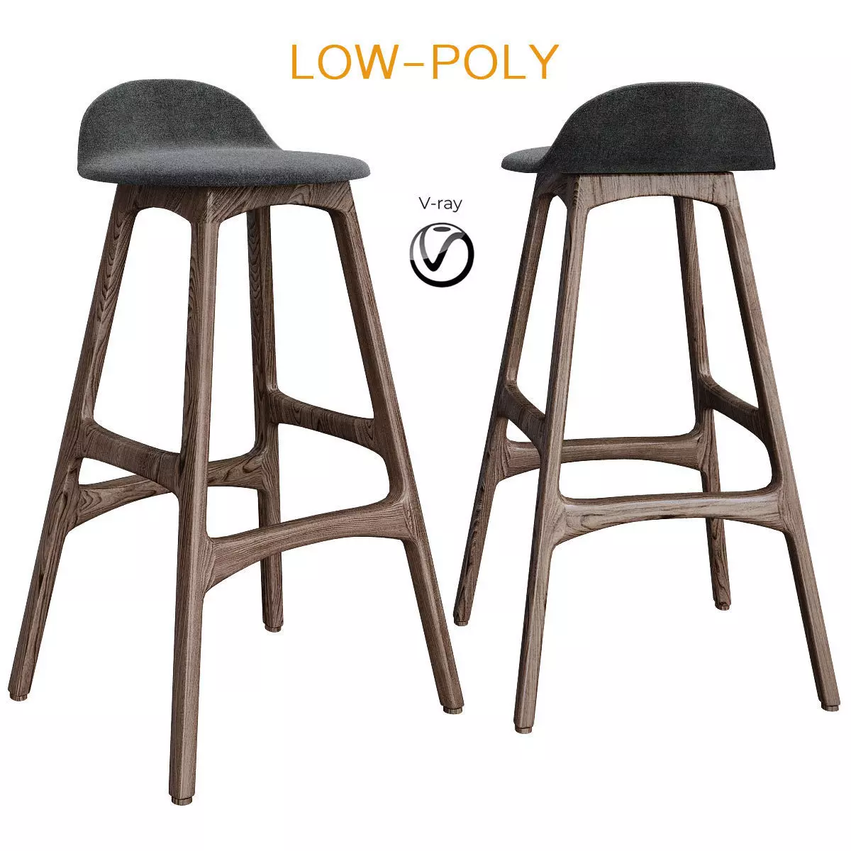 Erik buch bar stool 3d model Low-poly 3D model_0