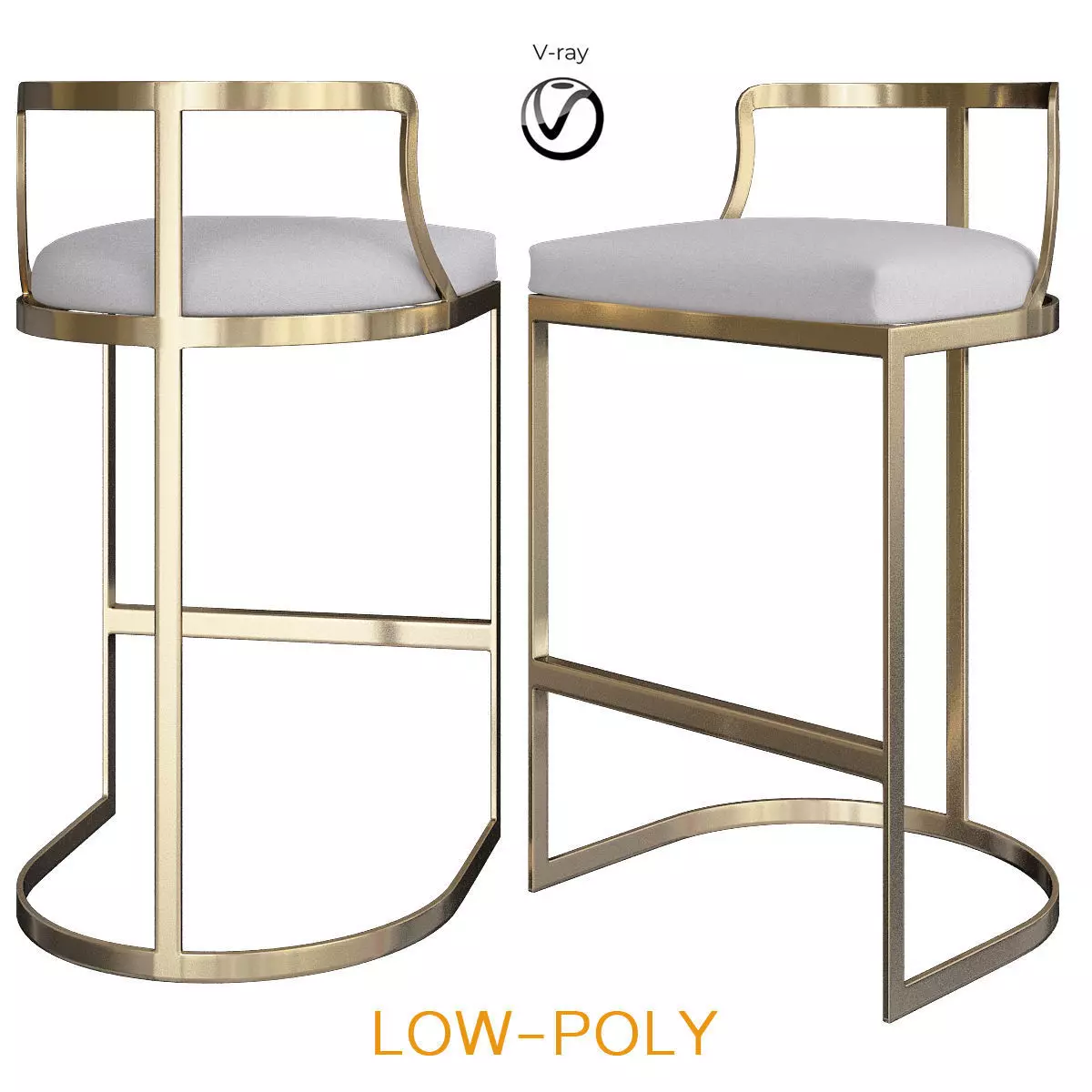 Gold Counter Stools Mitchell Gage Stool 3d model Low-poly 3D model_0