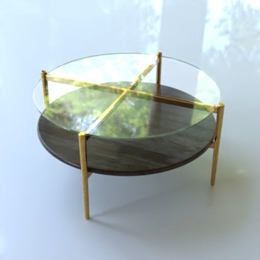 Coffee Table gold marble wood - Mid-Century Coffee Tables 3D Model Collection_8