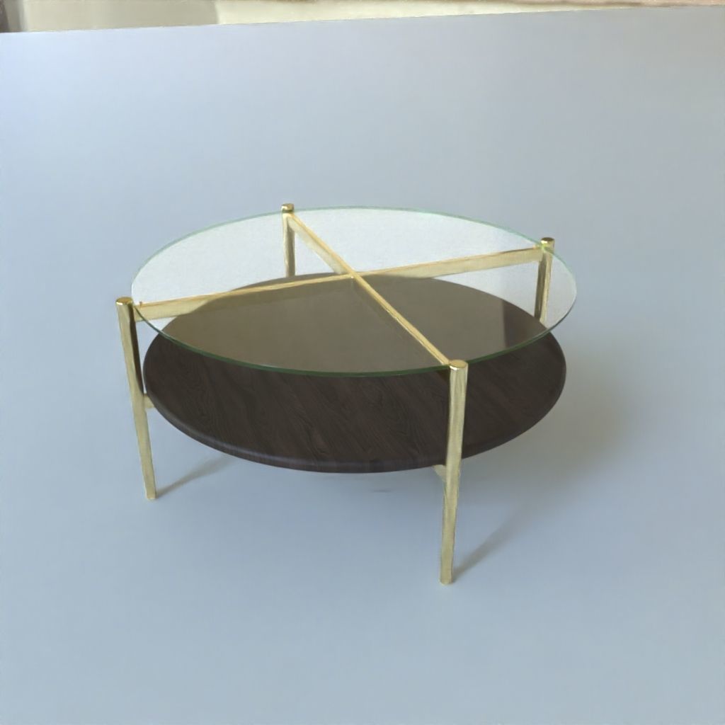 Coffee Table gold marble wood - Mid-Century Coffee Tables 3D Model Collection_33