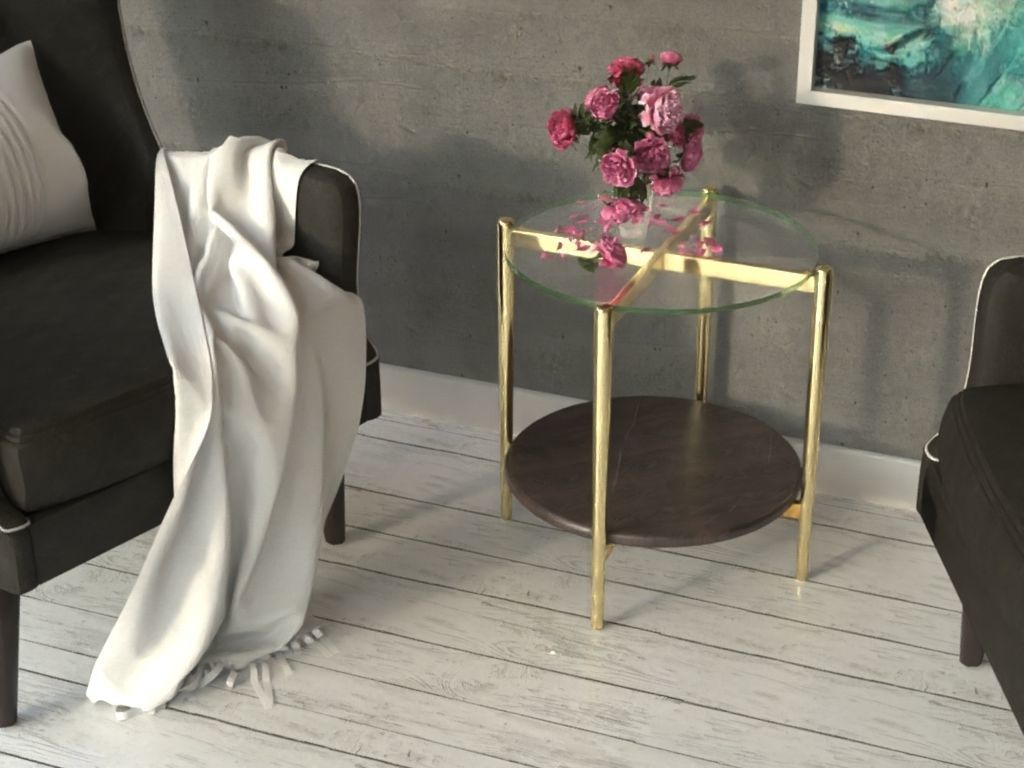 Coffee Table gold marble wood - Mid-Century Coffee Tables 3D Model Collection_21