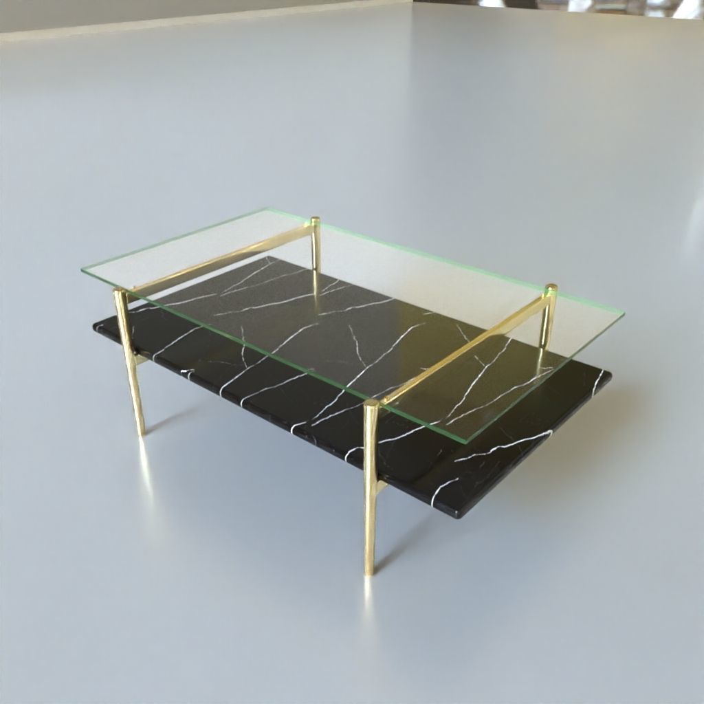 Coffee Table gold marble wood - Mid-Century Coffee Tables 3D Model Collection_28